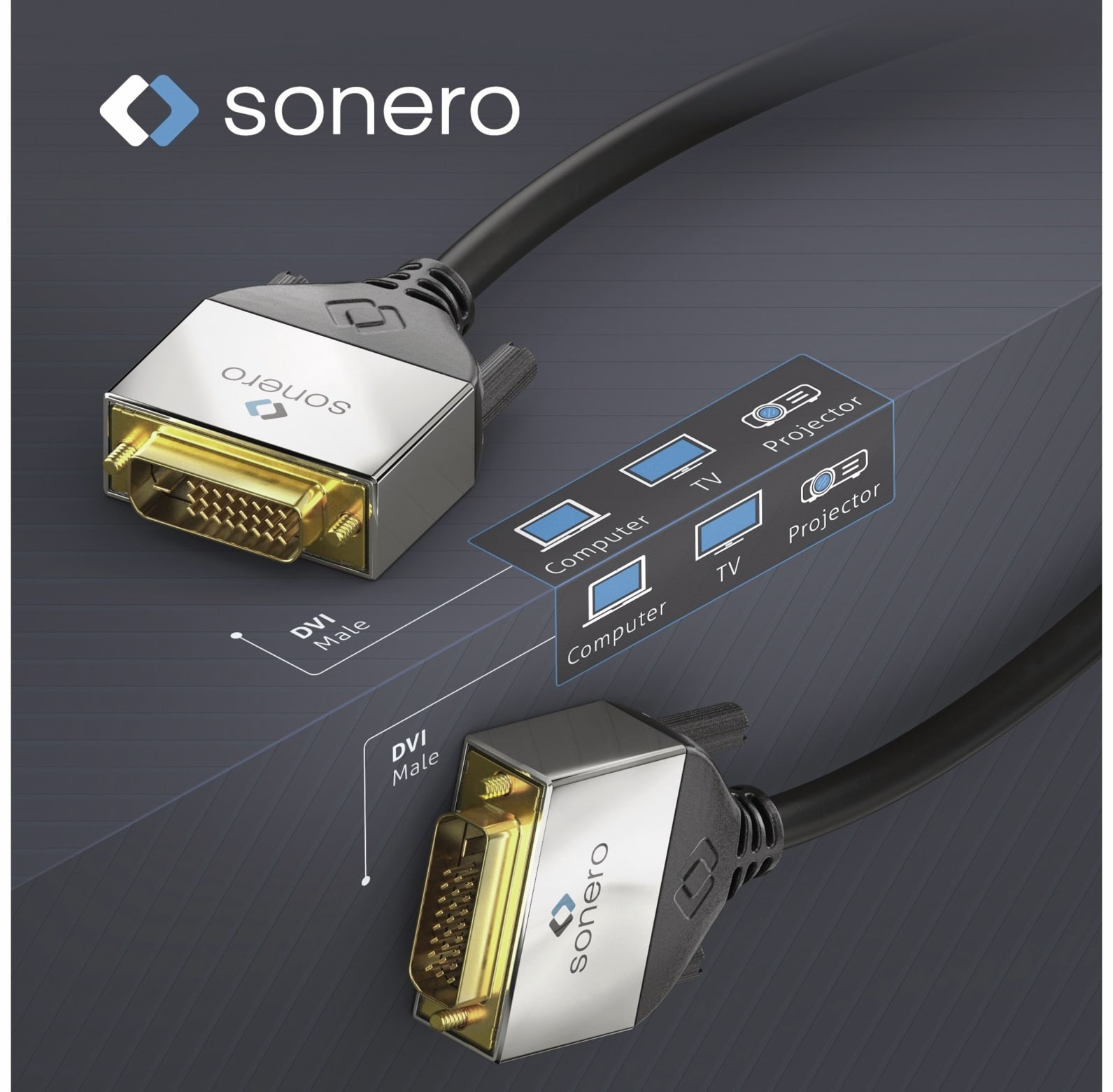 SONERO DVI-Kabel Premium, 7,5 m, Dual Link, Stecker/Stecker (24+1)