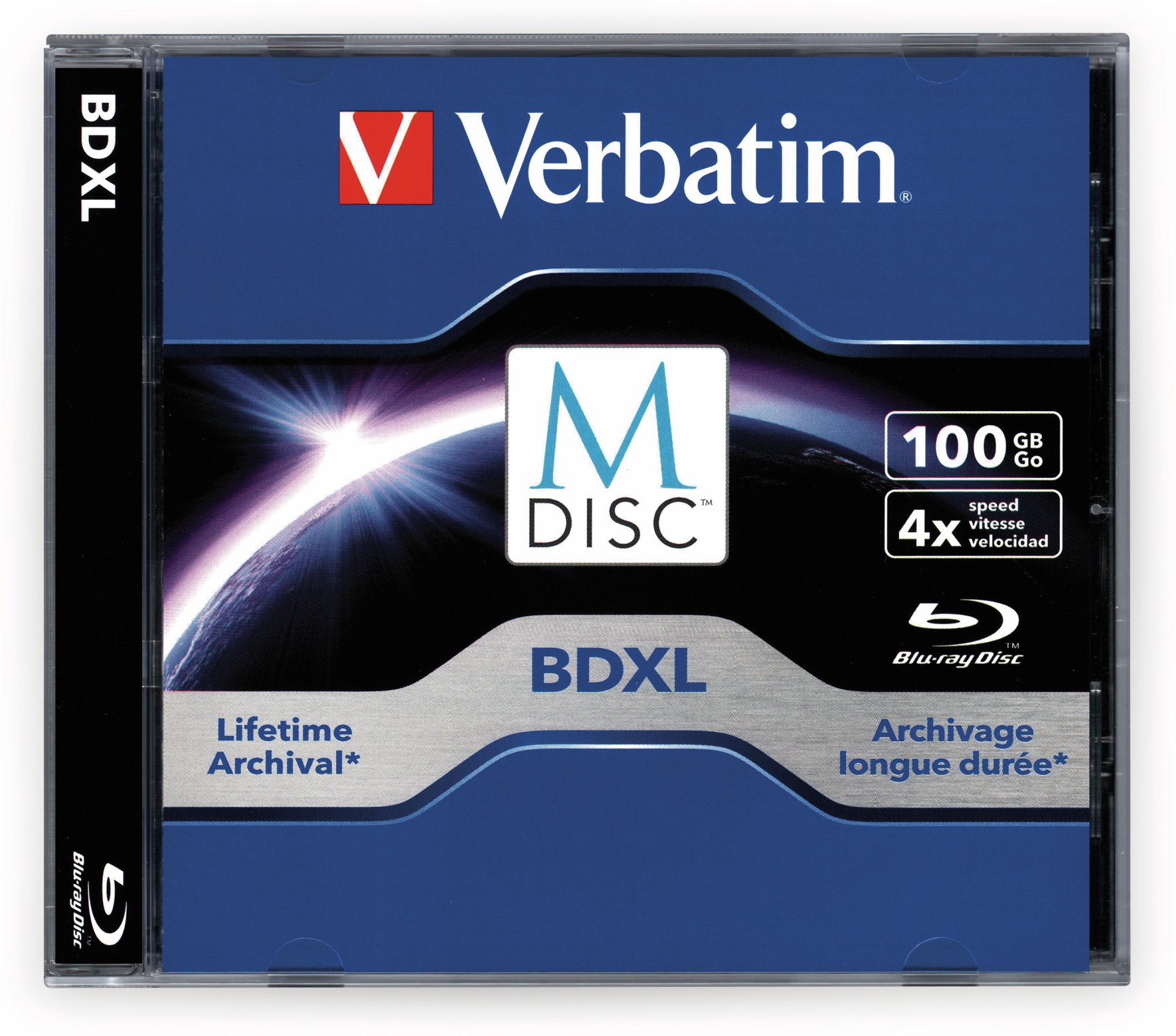 VERBATIM M-Disc BD-R, 100 GB, 1 Stück, Blau-weiß Oberfläche