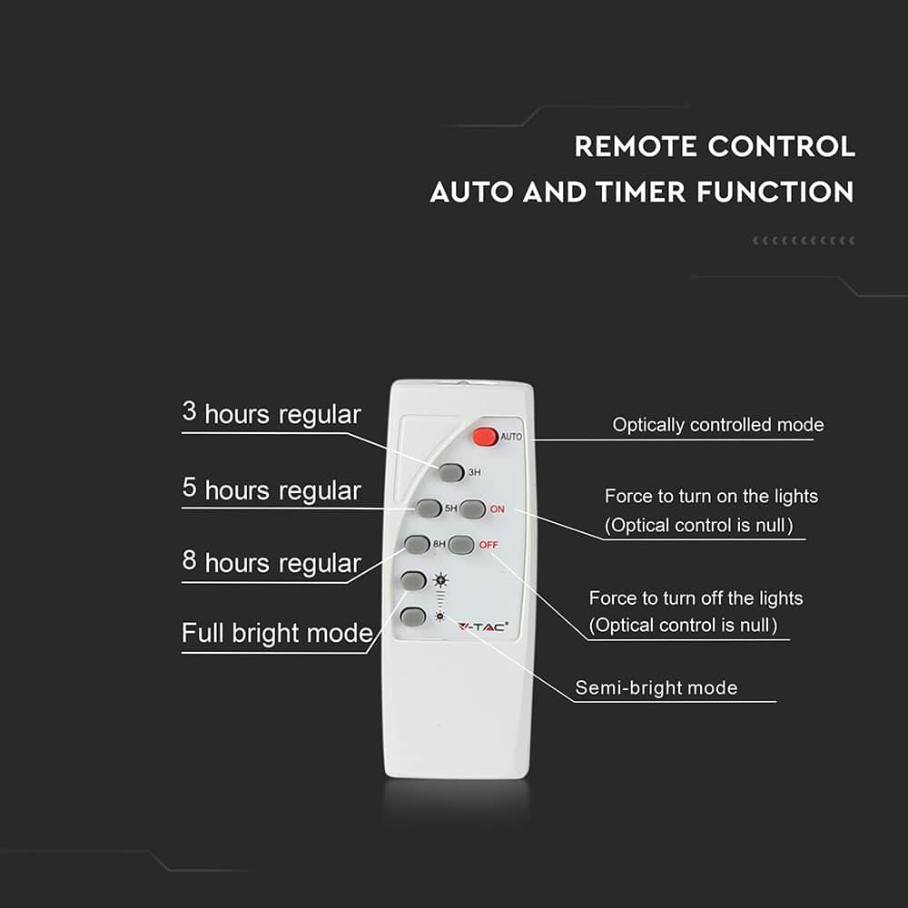 V-TAC Solar LED-Fluter VT-200W, 40 W, 6000 K, mit Panel + Fernbedienung