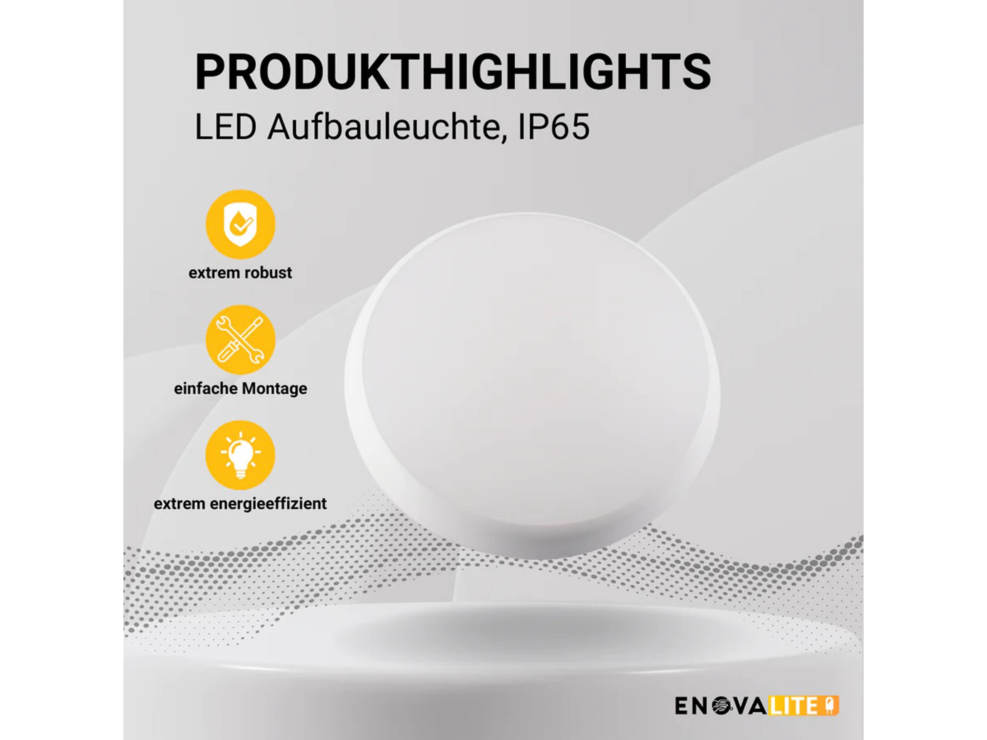 ENOVALITE LED-Deckenleuchte, EEK: F, 18W, 1880lm, 4000K, Ø250mm