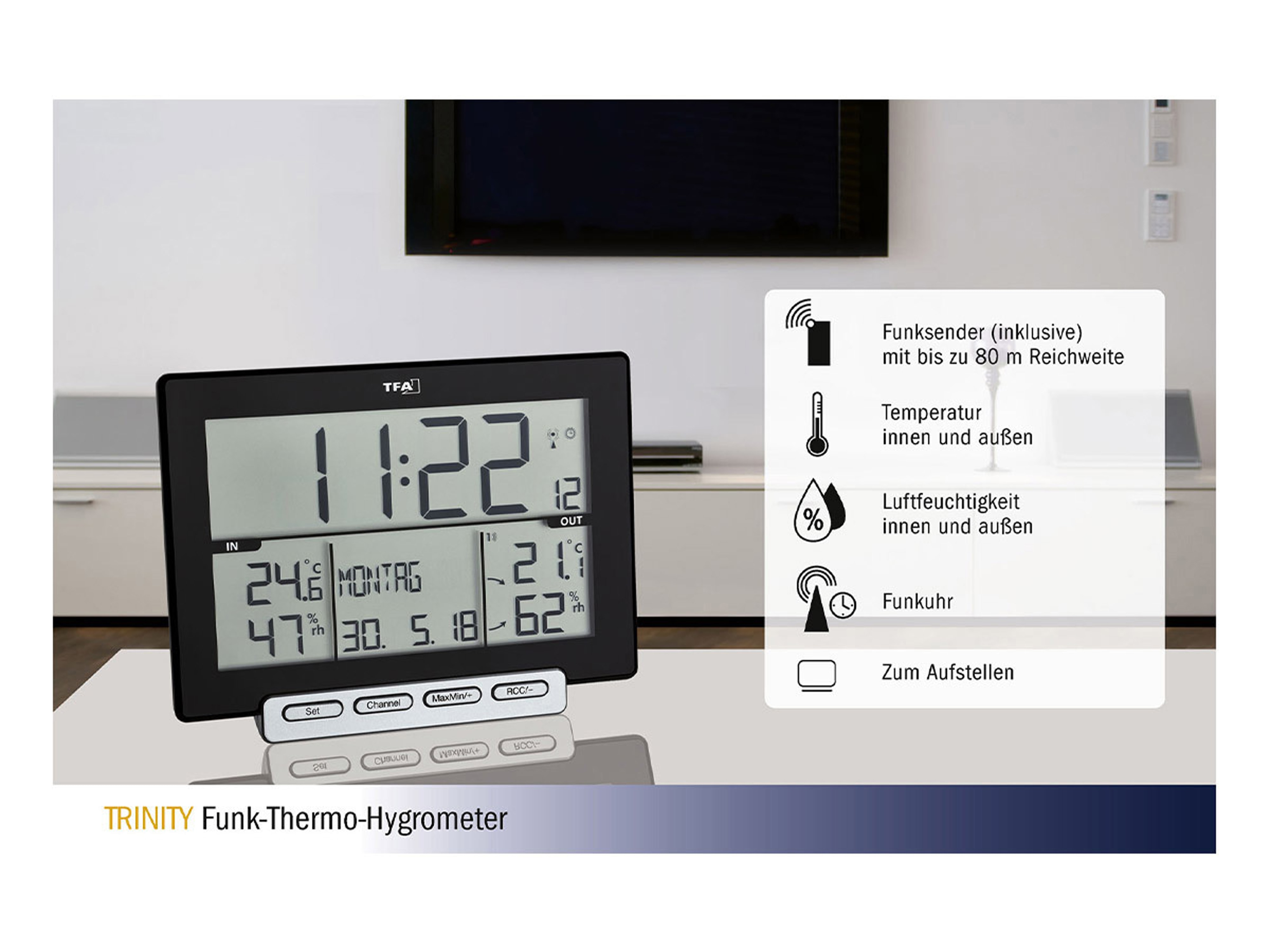 TFA Funk-Thermometer-/Hygrometer Trinity, 30.3058.01