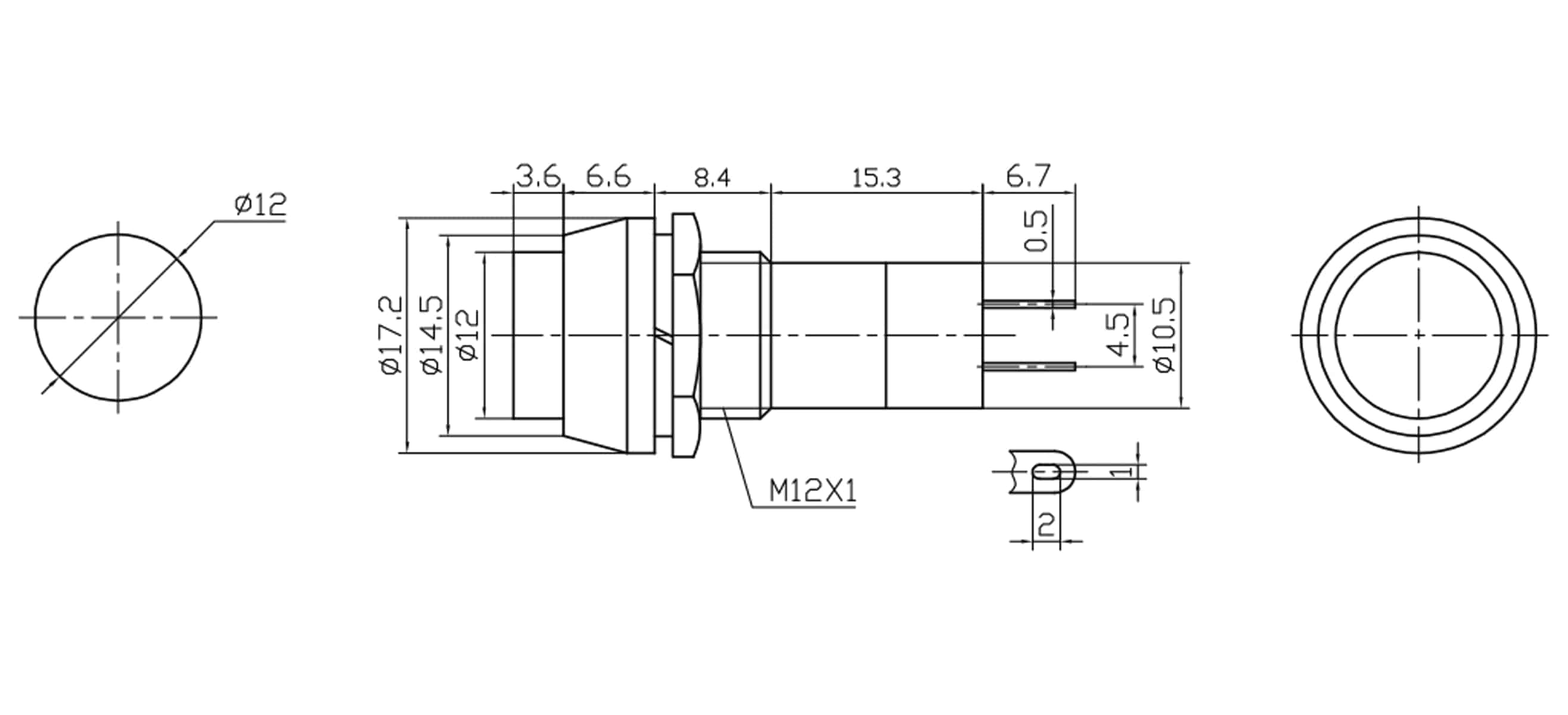 Einbau-Drucktaster PBS-11B, rund, Schließer, gelb