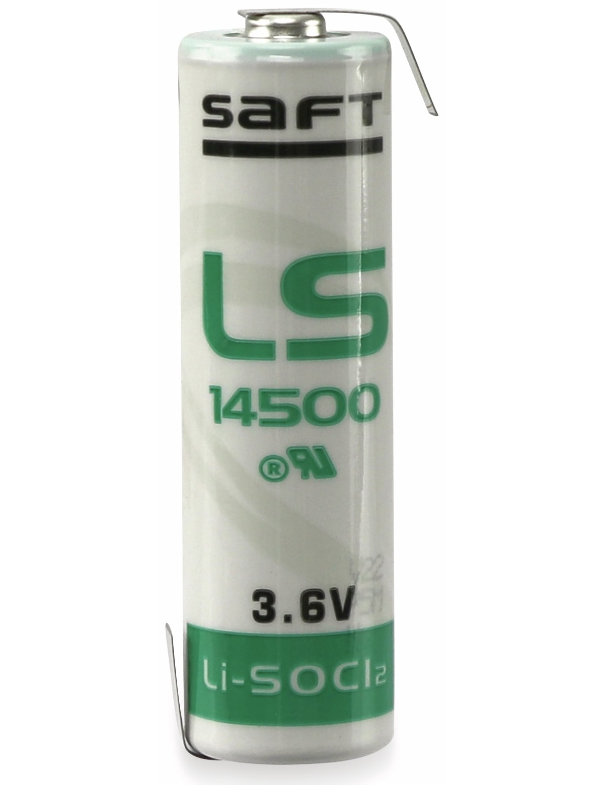SAFT Lithium-Batterie LS 14500-CNR AA, mit Lötfahne, 3,6 V-, 2600 mAh