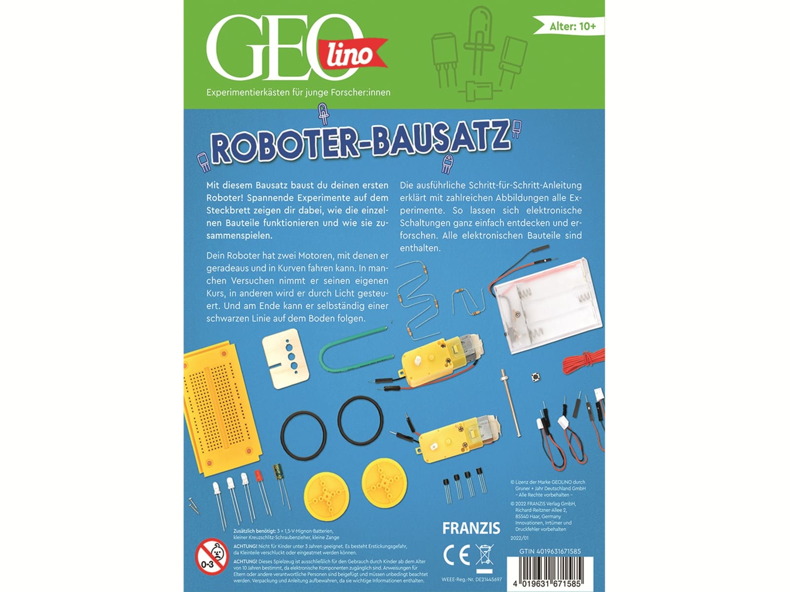 FRANZIS Experimentierkasten, 67158, Roboter-Bausatz