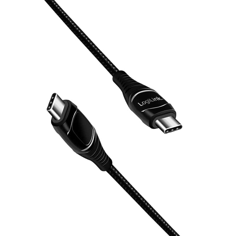 LOGILINK USB-Kabel CU0185, USB-C/USB-C, 2 m, schwarz