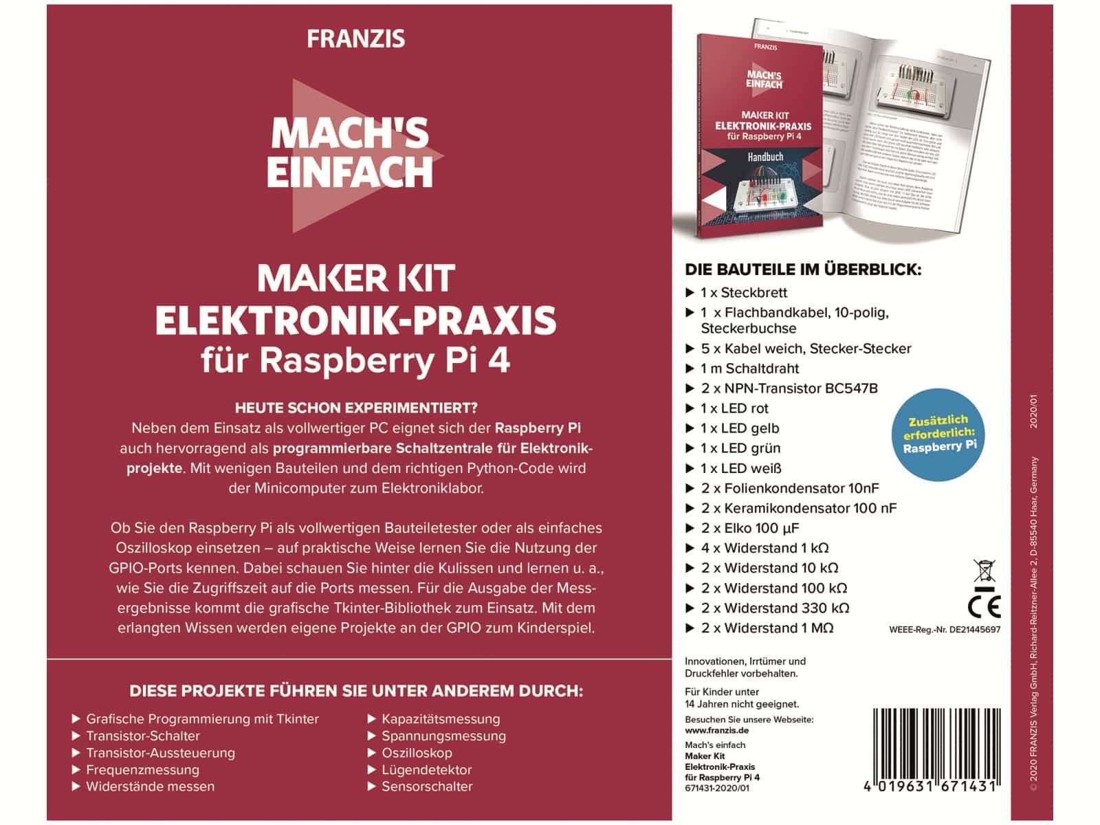 Franzis Maker Kit, 67143, für Raspberry Pi 4