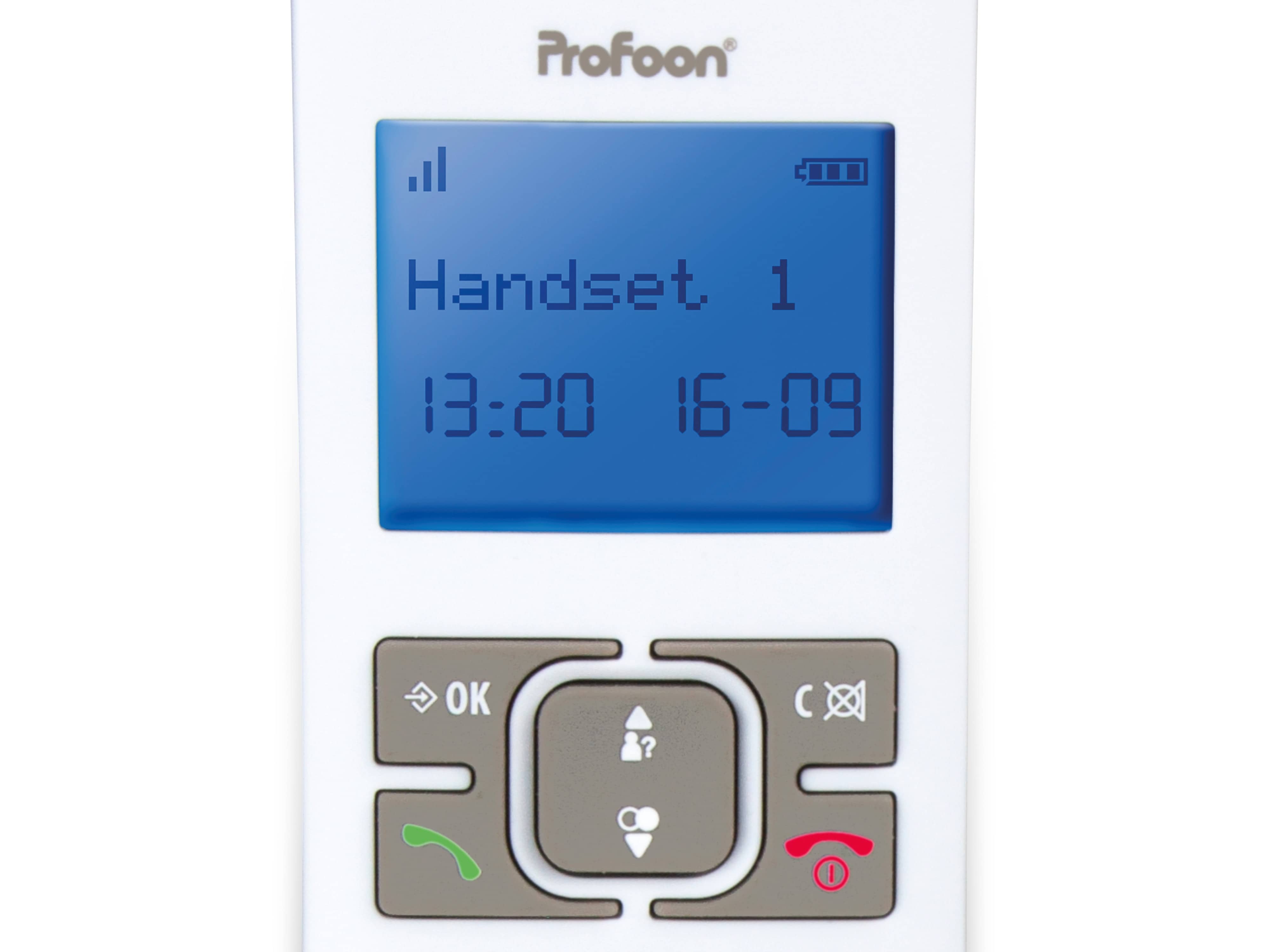 PROFOON DECT-Telefon PDX-8420TE, mit 2 Mobilteile, weiß/grau