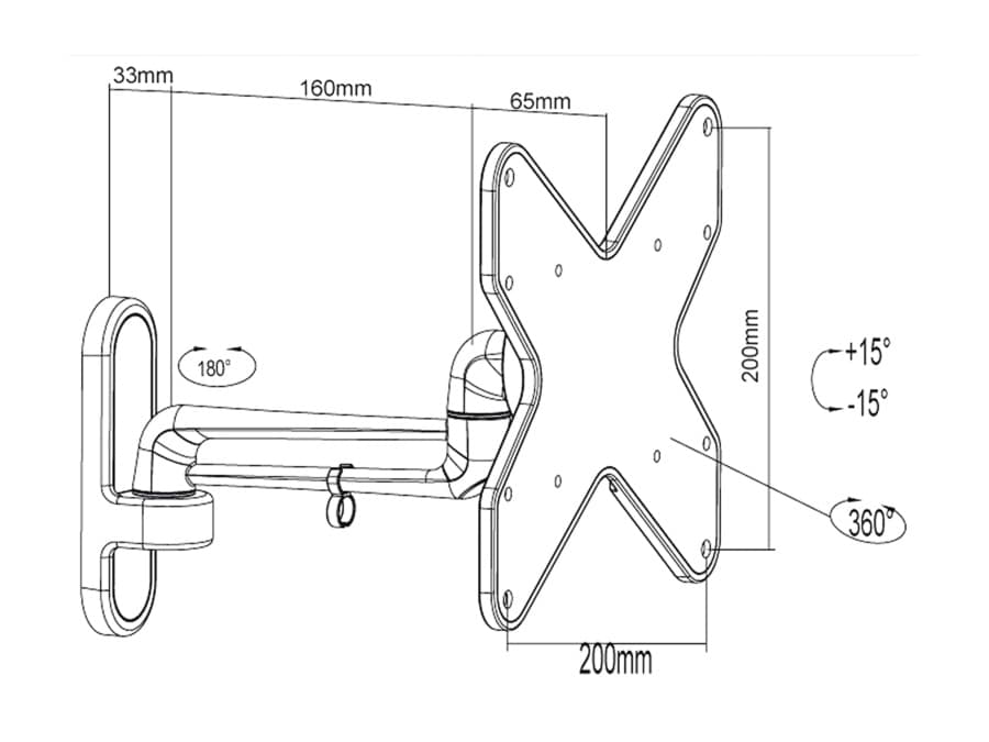 PUREMOUNTS LCD/Plasma-Wandhalter PM-Style-37B, max. VESA 200x200 mm