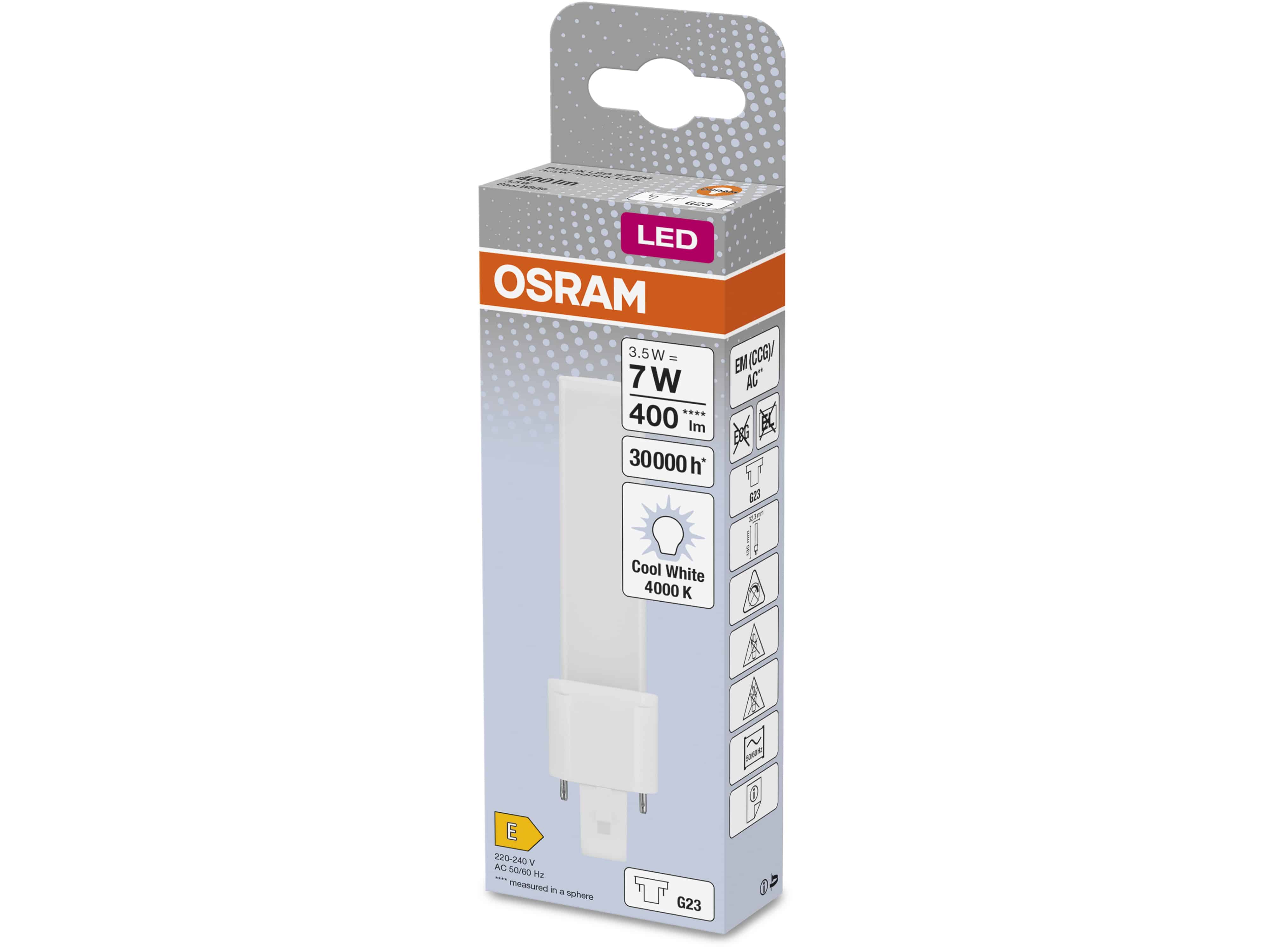 OSRAM LED-Lampe, Dulux S7, G23, EEK: E, 3,5W, 400lm, 4000K