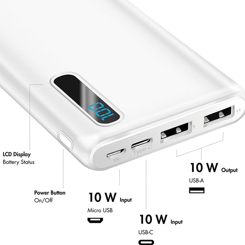 LOGILINK Powerbank PA0280W, 10.000 mAh, weiß