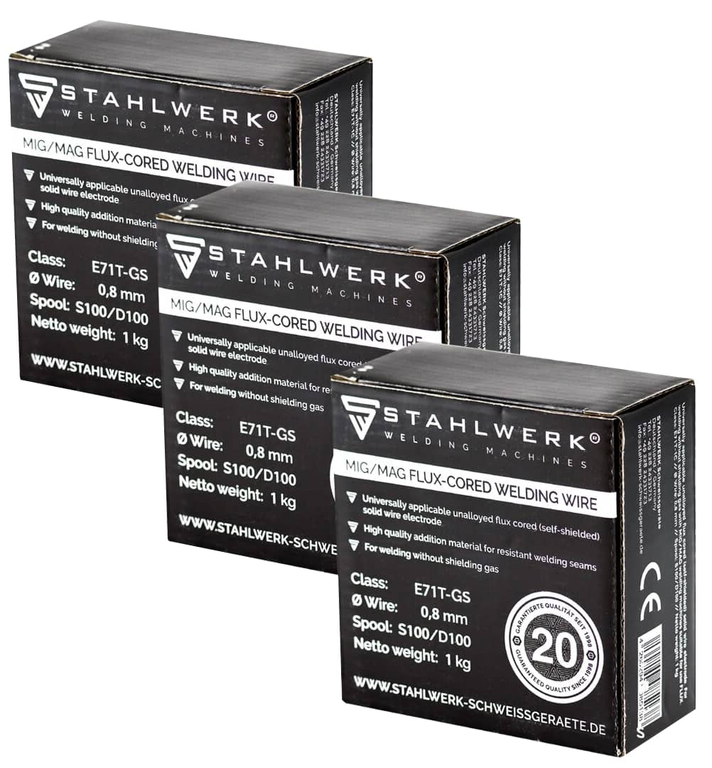 STAHLWERK MIG MAG Premium Schweißdraht, 5520, E71T-GS, 0,9 mm, je 1 kg, 3er Set