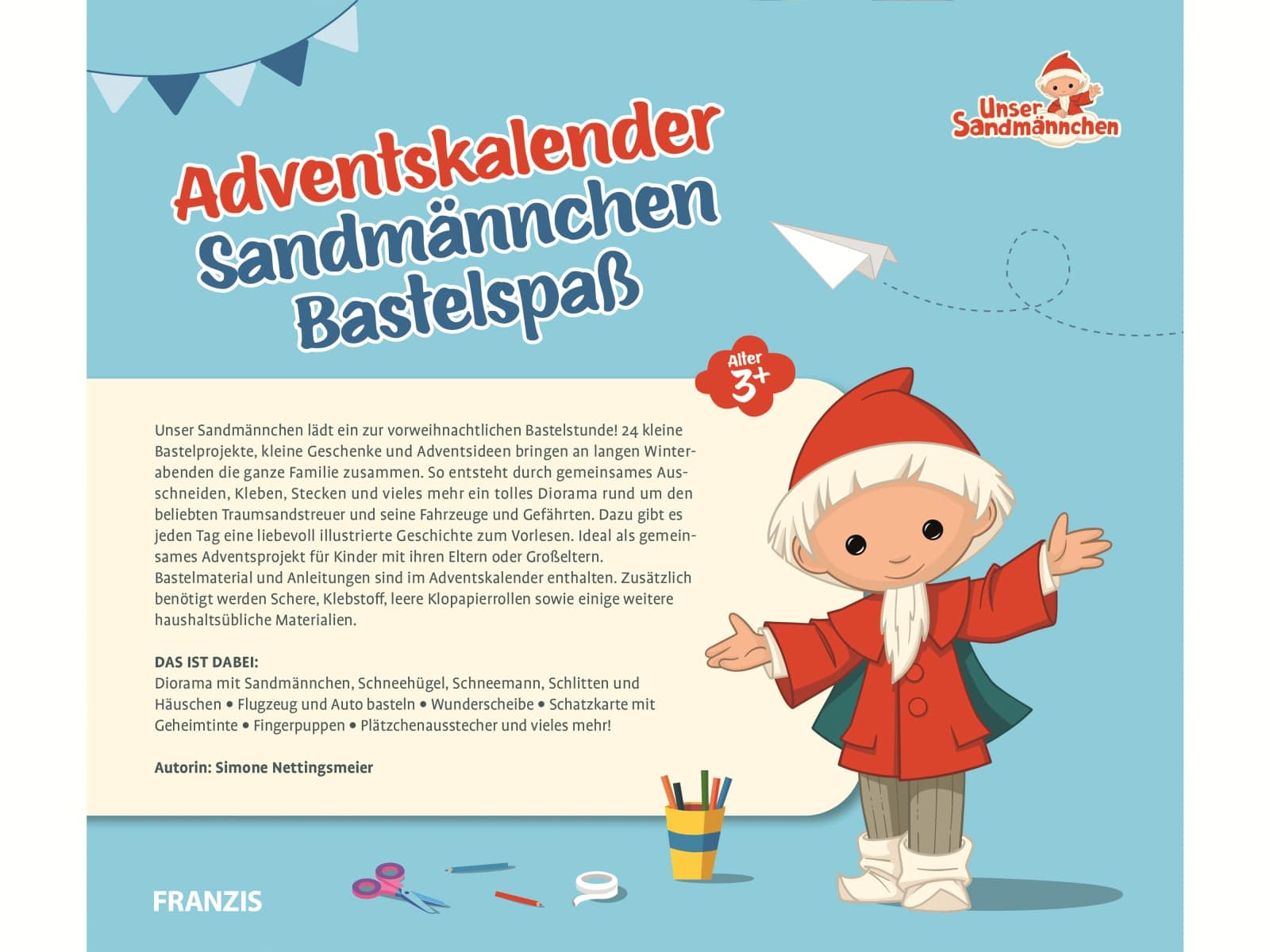 FRANZIS Adventskalender, 67360, Adventskalender Sandmännchen Bastelspaß