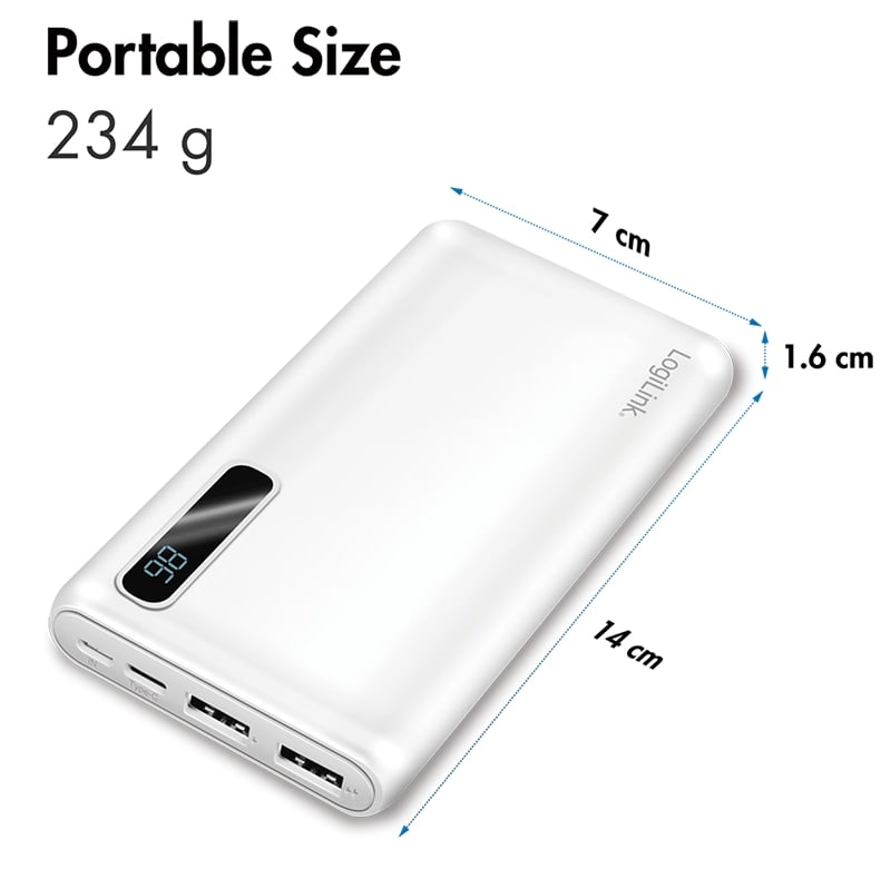 LOGILINK Powerbank PA0280W, 10.000 mAh, weiß