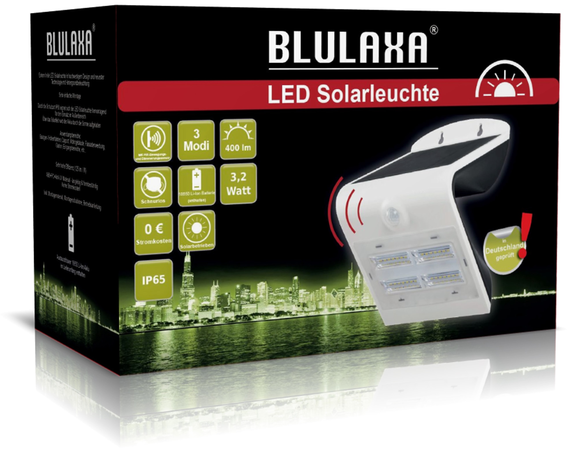 BLULAXA Solar-LED Wandleuchte 48548 mit Sensor, 3,2 W, weiß