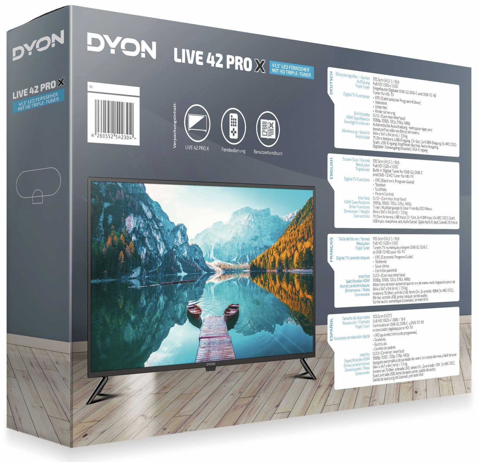 Dyon LED-TV Live 42 Pro X, inkl. HD+, EEK F, 105,4 cm (41,5")