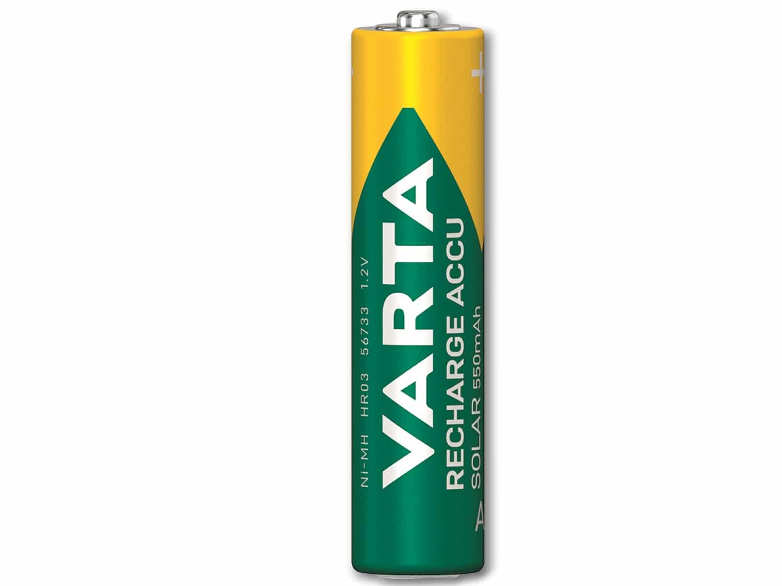 VARTA Akku NiMH, Micro, AAA, HR03, 1.2V/550mAh, Solar, 2er Pack