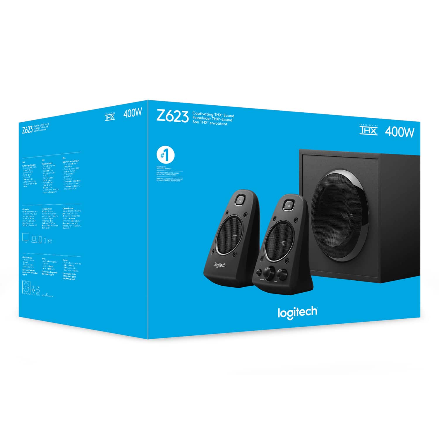 LOGITECH 2.1 Lautsprecher Z623, 200 W, schwarz