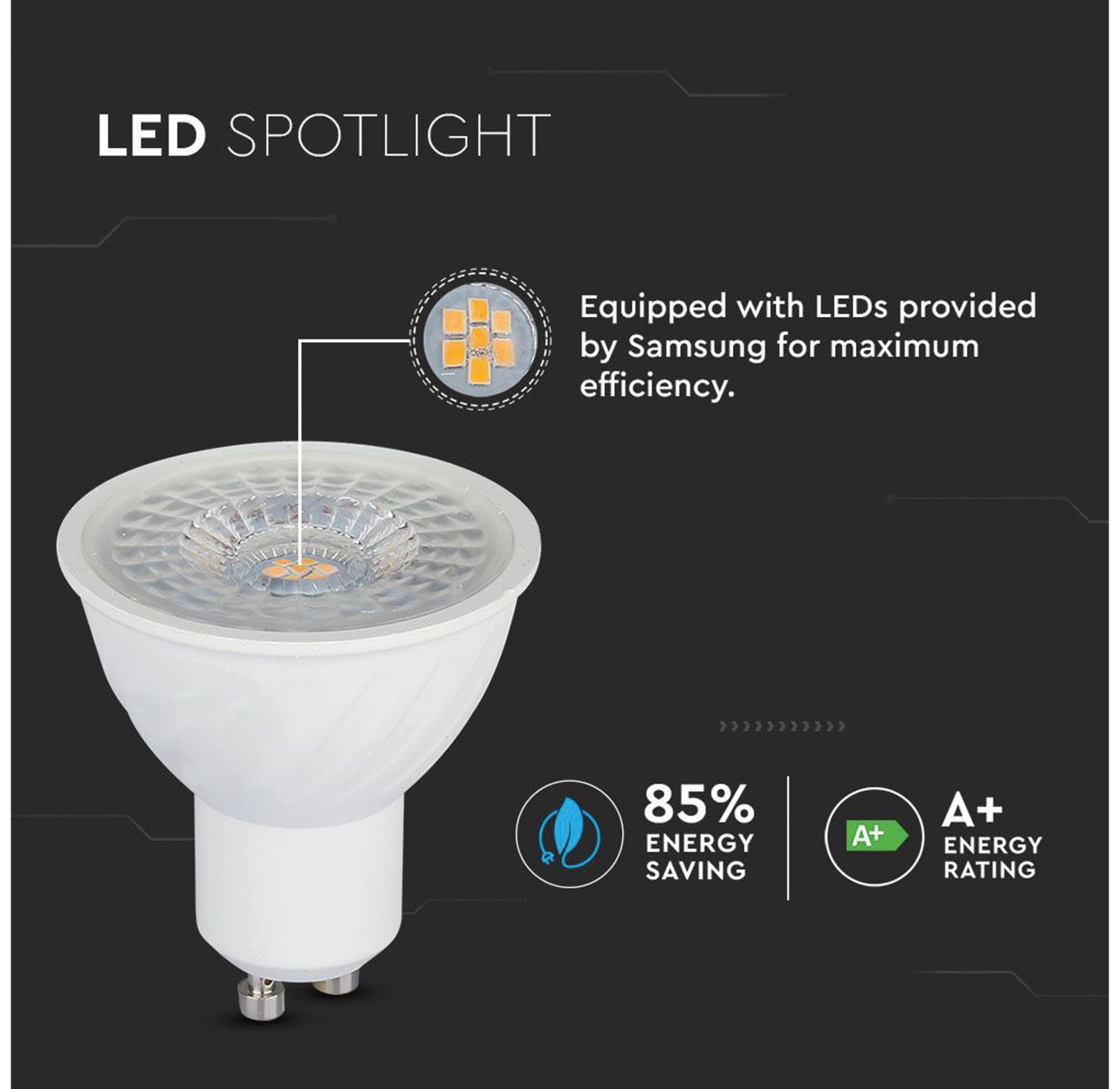 V-TAC LED-Lampe VT-247 (192), GU10, EEK: G, 6,5 W, 480 lm, 3000 K, 10 Stück