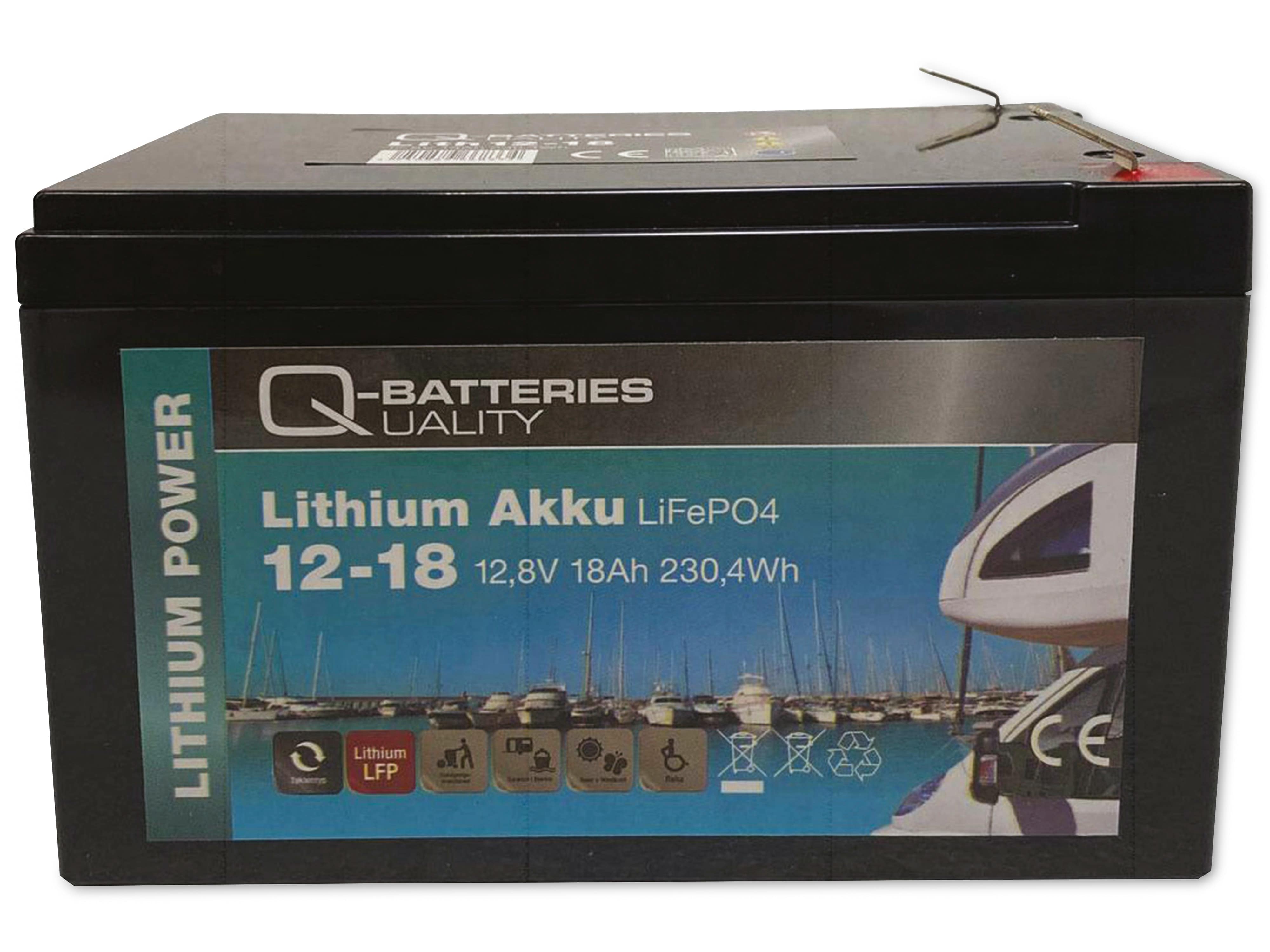 Q-BATTERIES Lithium Akku 12-18 12,8V, 18Ah 230,4WH LiFePO4 Batterie