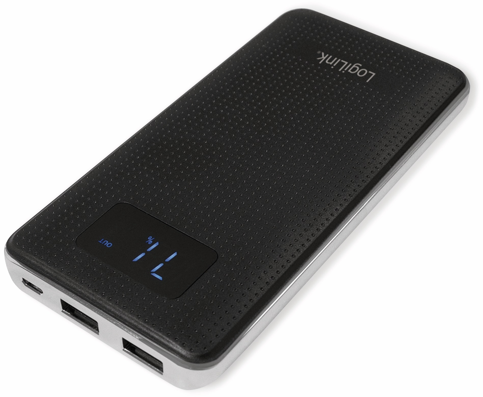 LogiLink USB Powerbank PA0154, 10000 mAh, schwarz/silber, 2x USB Port