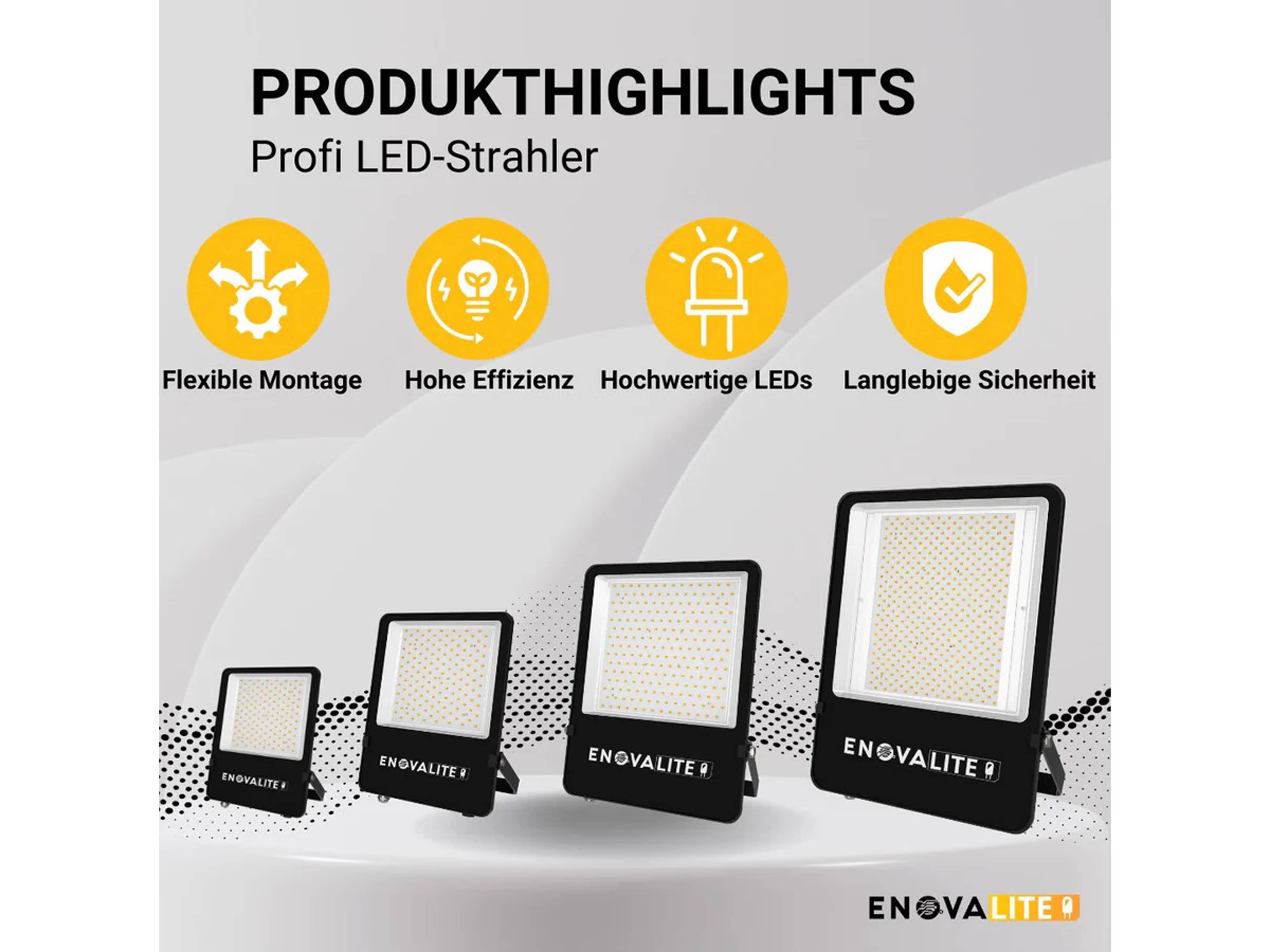 ENOVALITE LED-Fluter, EEK: E, 100W, 13000lm, 4000K, schwarz