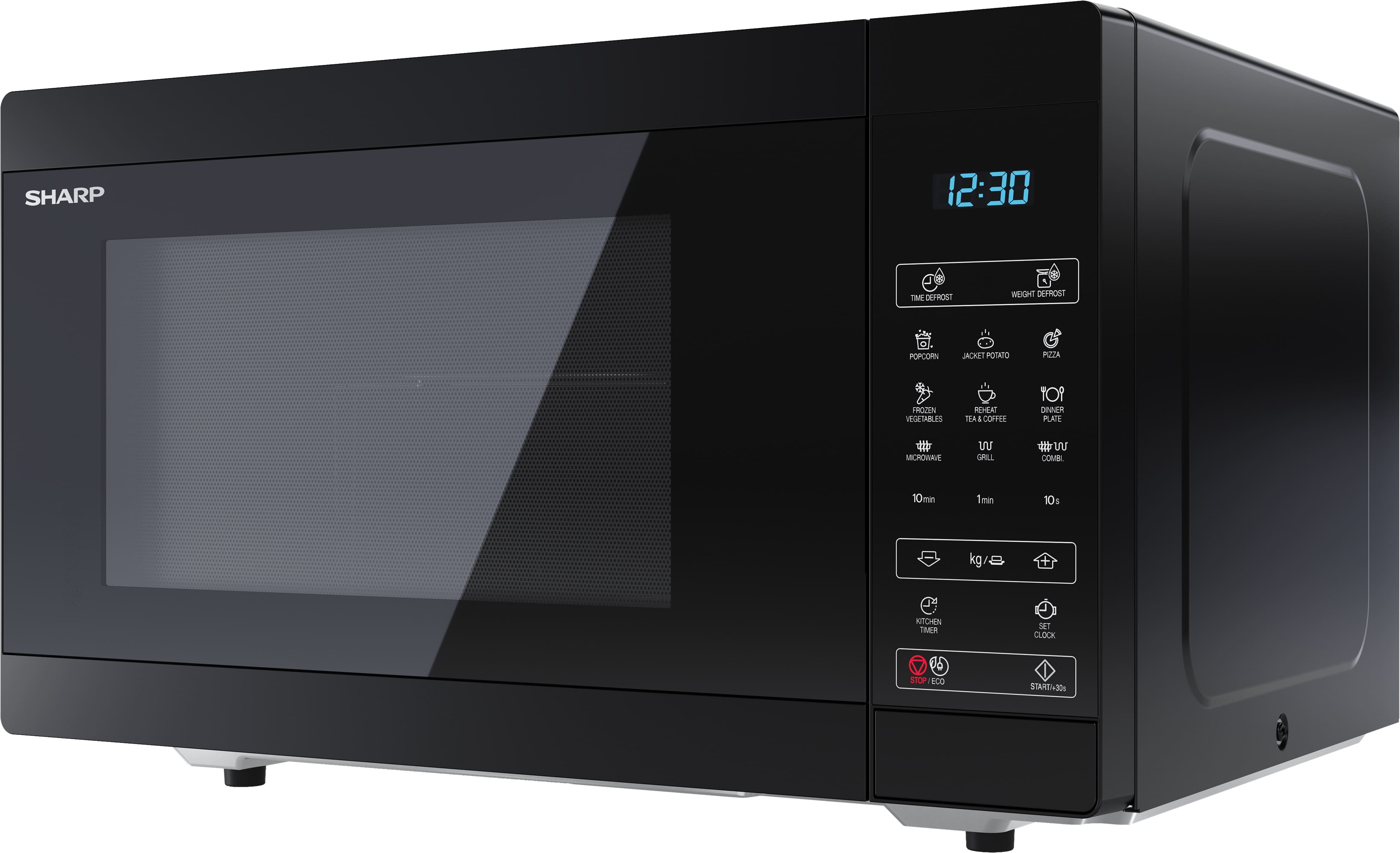 SHARP Mikrowelle YC-MG81E-B, schwarz, mit Grill, 28 L, 11-Stufen, 900 W