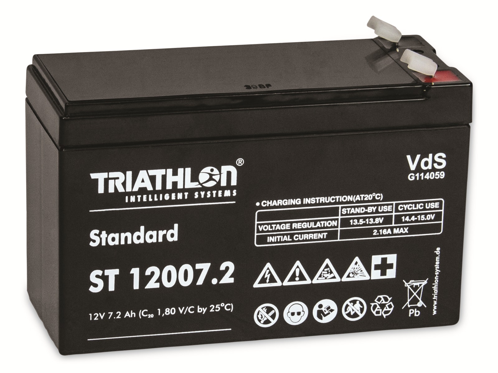 TRIATHLON Bleiakku, 12V/7200mAh, VdS-Zulassung, Faston 6,3mm