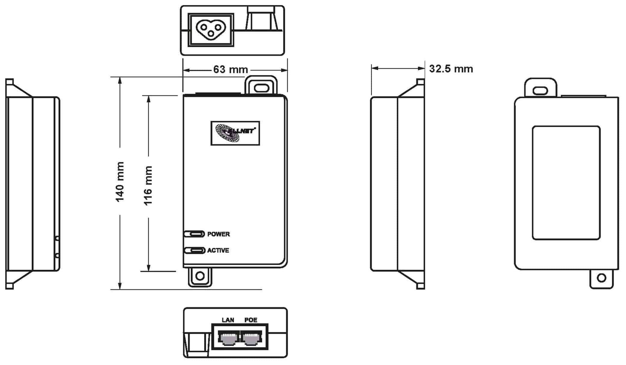 ALLNET PoE Injektor ALL0488v6, 15,4W/30W