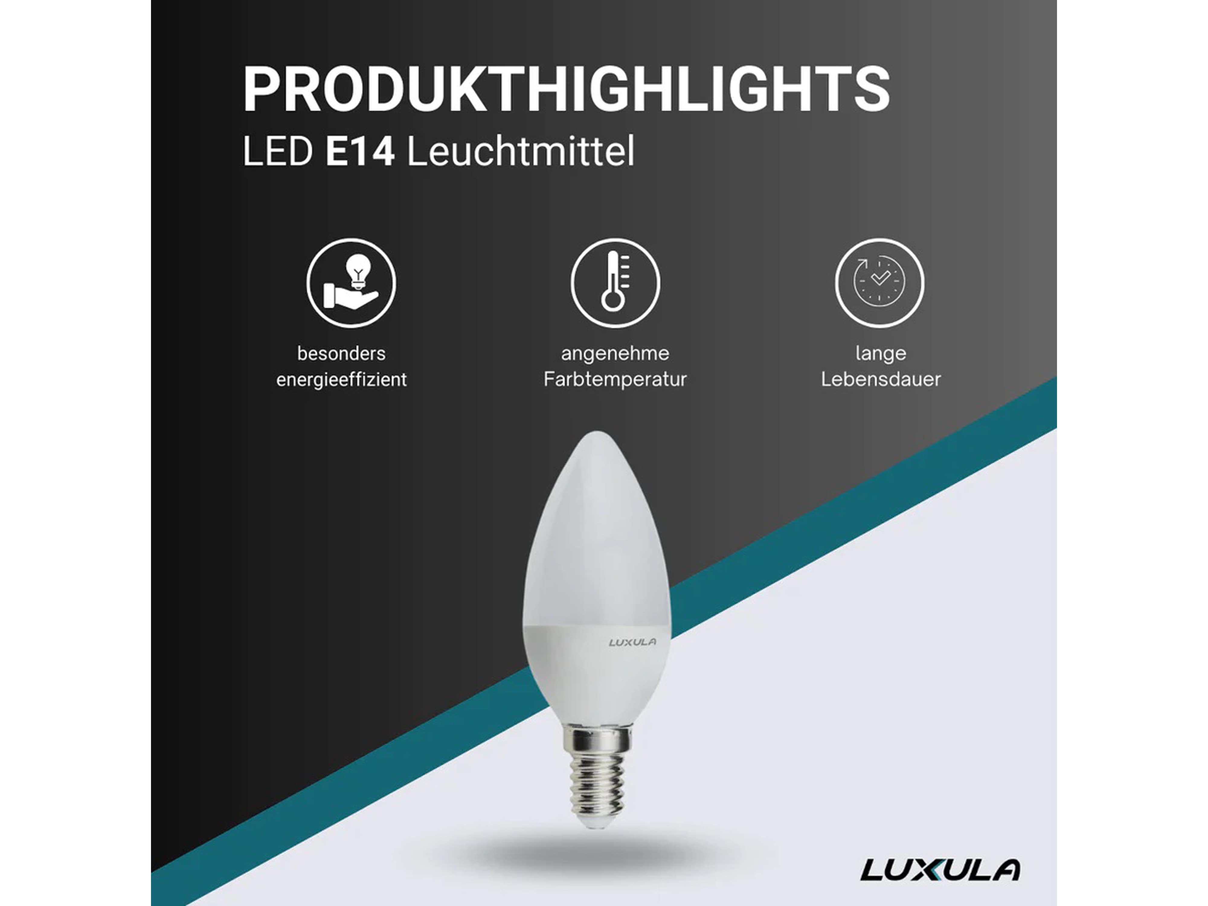 LUXULA LED-Lampe, Kerzenform, E14, EEK: F, 5W, 436lm, 2700K