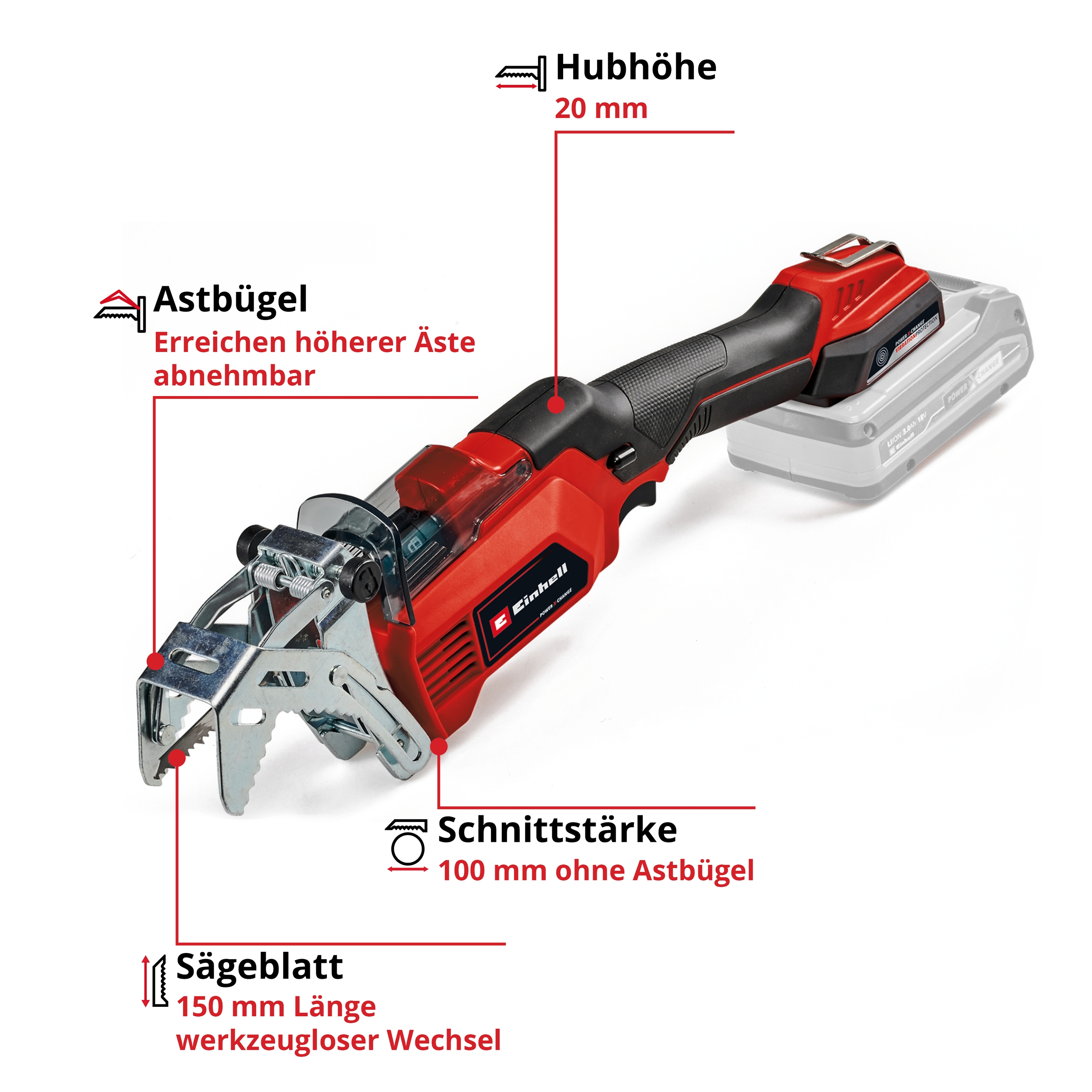 EINHELL Akku-Astsäge GE-GS 18/150 Li, Solo