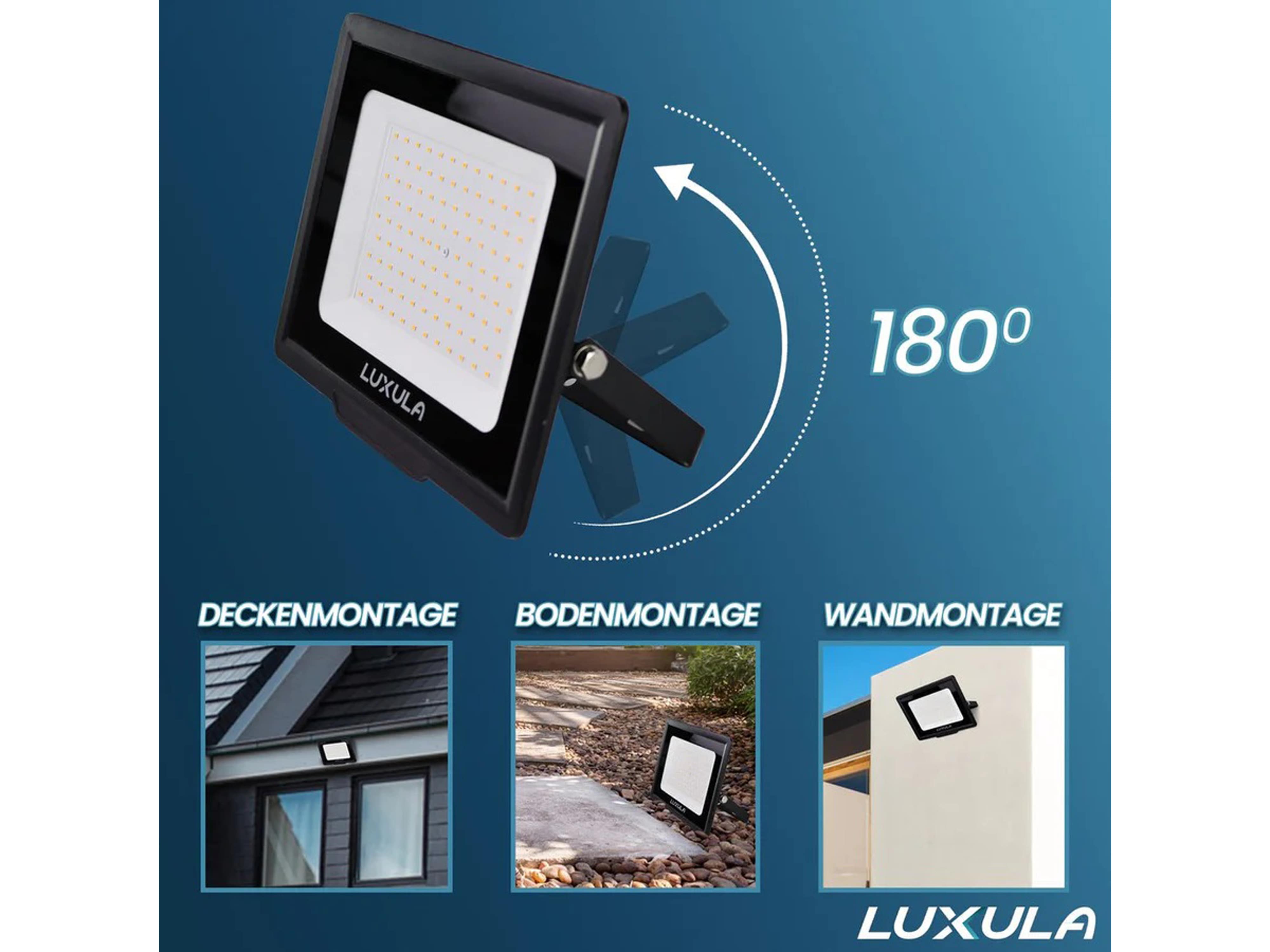 LUXULA LED-Fluter mit Bewegungsmelder, EEK: F, 30W, 3000lm, 3000K, schwarz