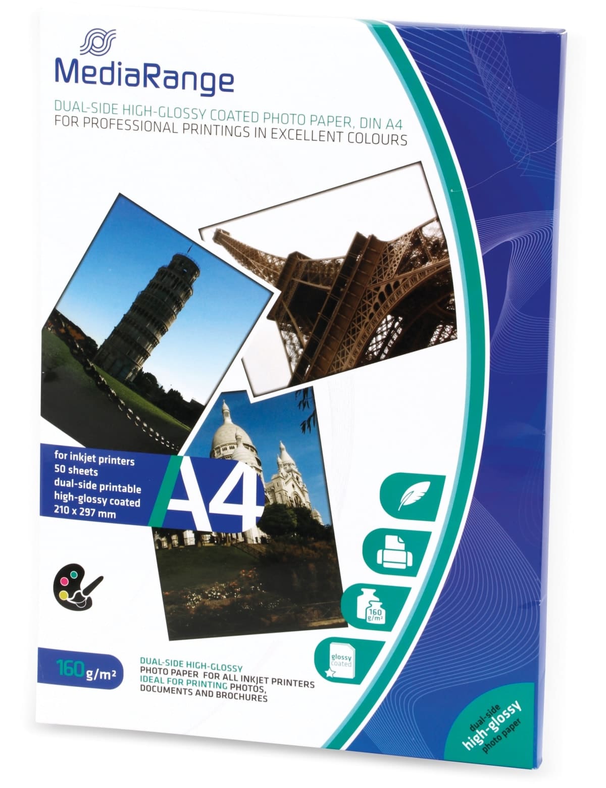 MEDIARANGE Fotopapier DIN A4, 160 g/m², hochglanz, 50 Blatt