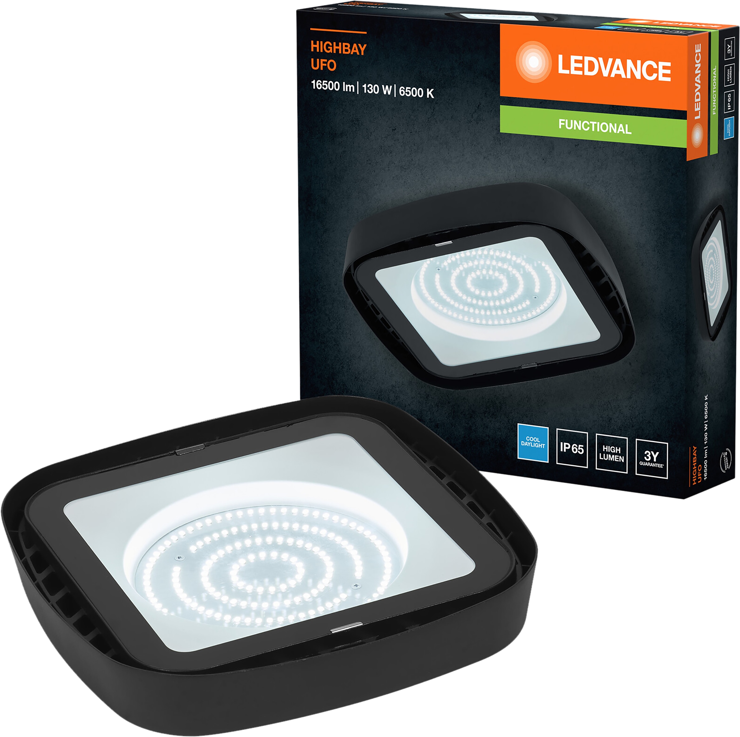 LEDVANCE LED-Deckenleuchte Highbay Ufo, 130 W, 15.000 lm, 6500 K