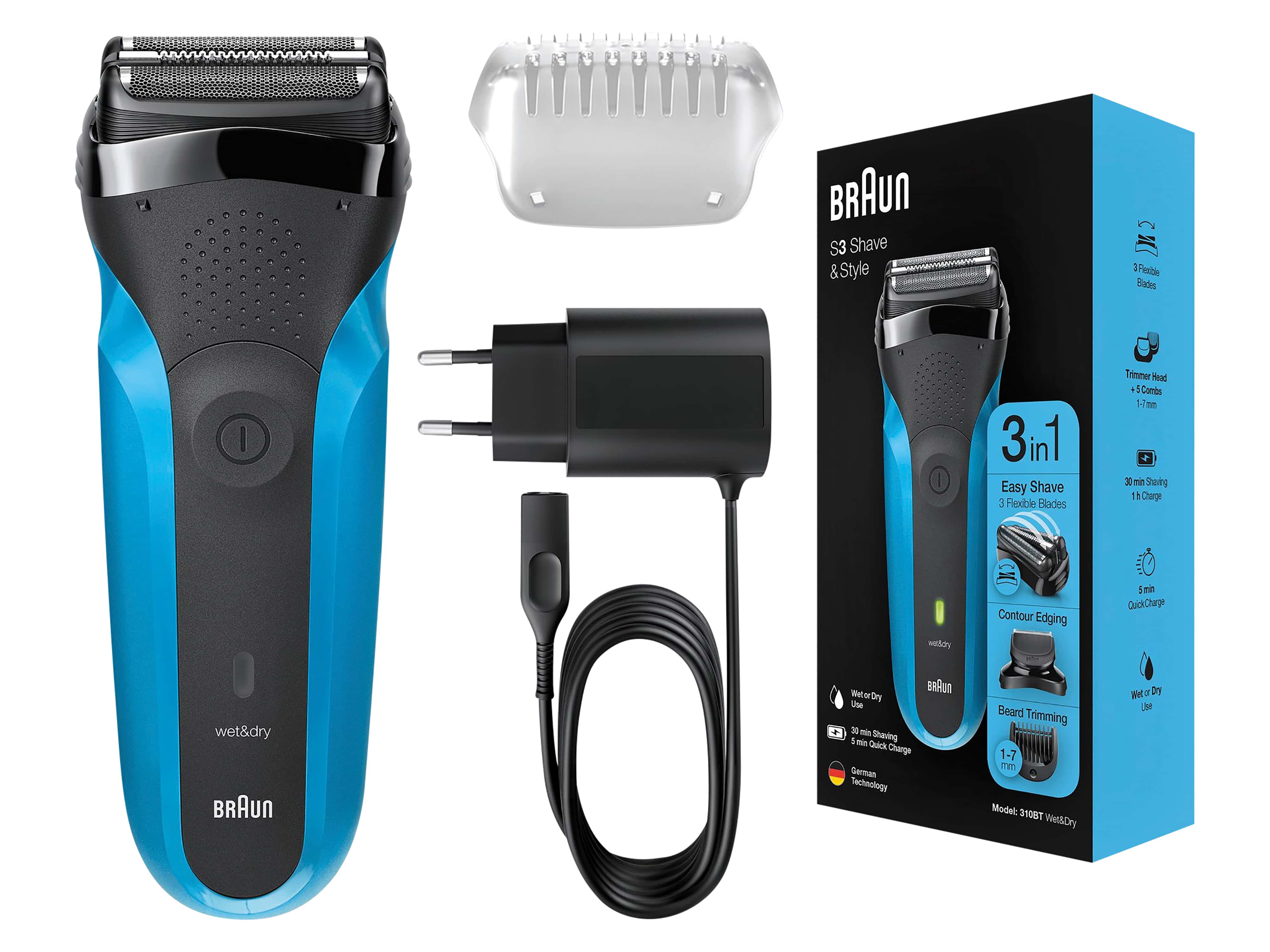 Braun Series 3 310BT Folienschaber Trimmer Schwarz, Blau