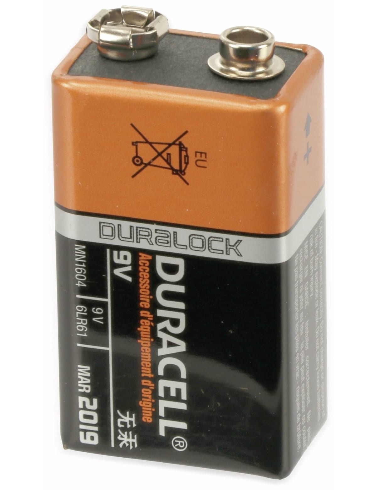 9 V-Blockbatterie, DURACELL, Alkaline 