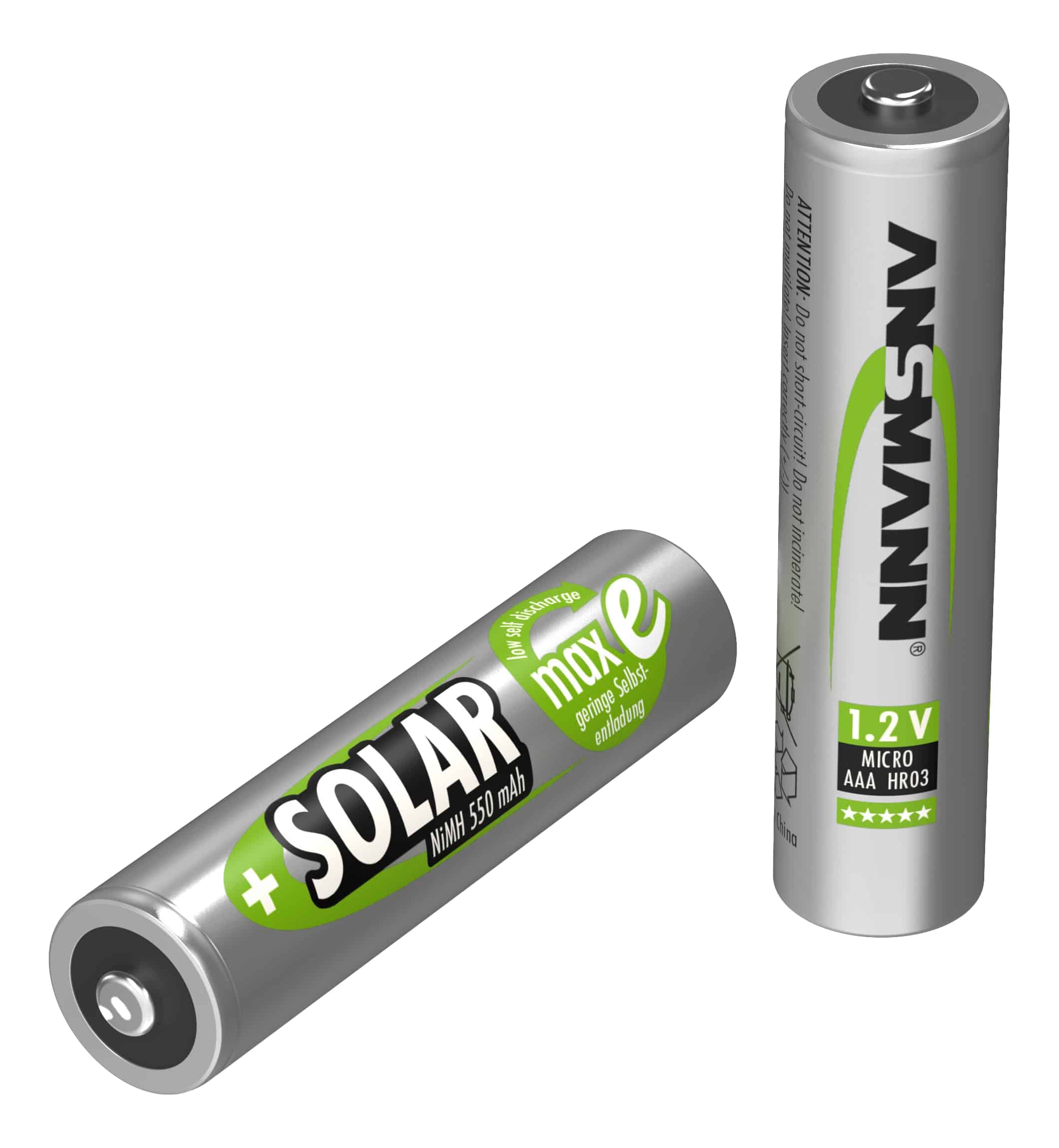 ANSMANN Solar NiMH Akku Micro AAA 550 mAh maxE 2-Stück 