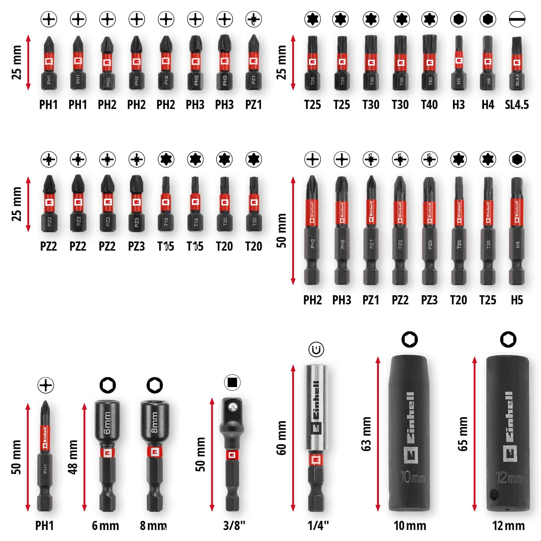 EINHELL Impact Bit-Set, 109220, M-Case, 39-teilig