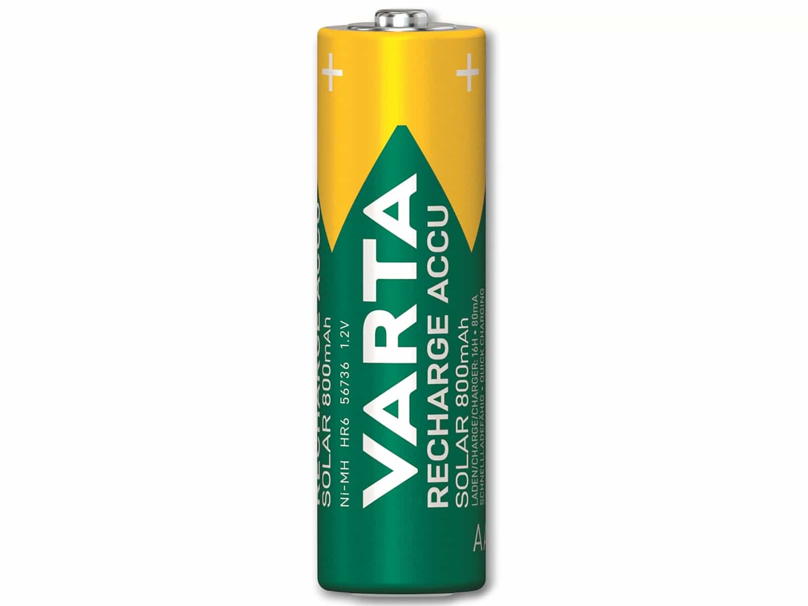 VARTA Akku NiMH, Mignon, AA, HR06, 1.2V/800mAh, Solar, 2er Pack