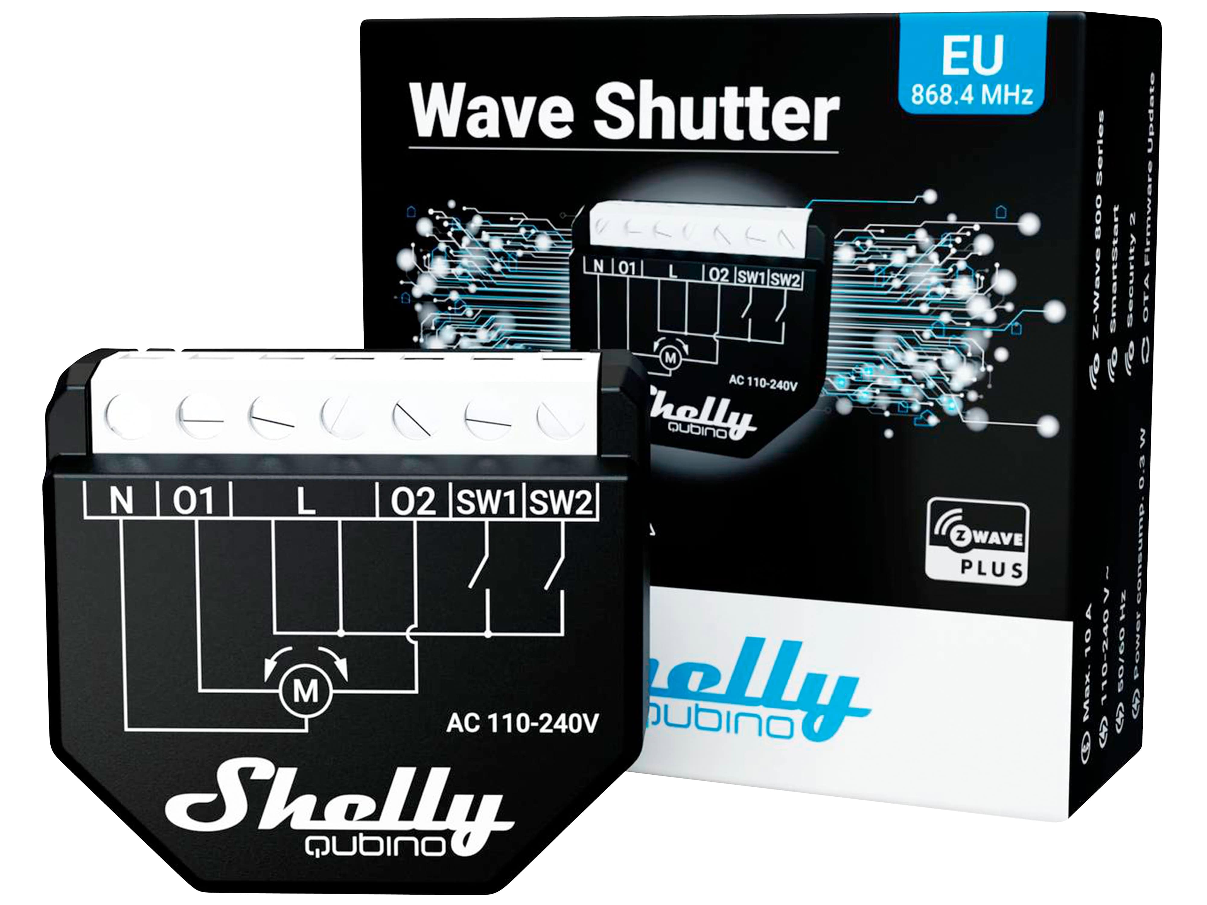 SHELLY Schaltaktor Wave Shutter, Dual Roller Shutter, UP, Z-Wave