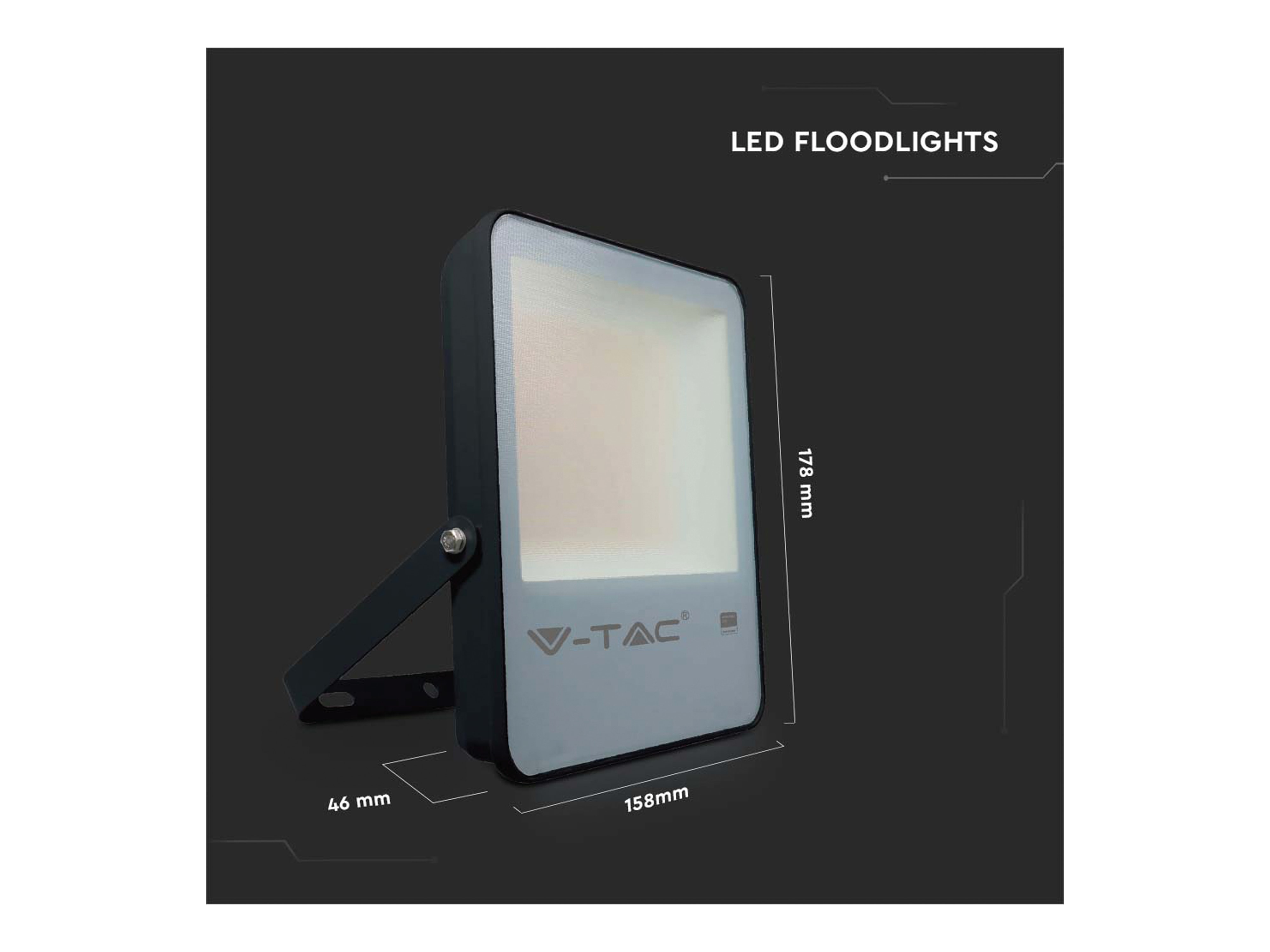 V-TAC LED-Fluter VT-52, High Lumen, 50 W, 6850 lm, 6500 K