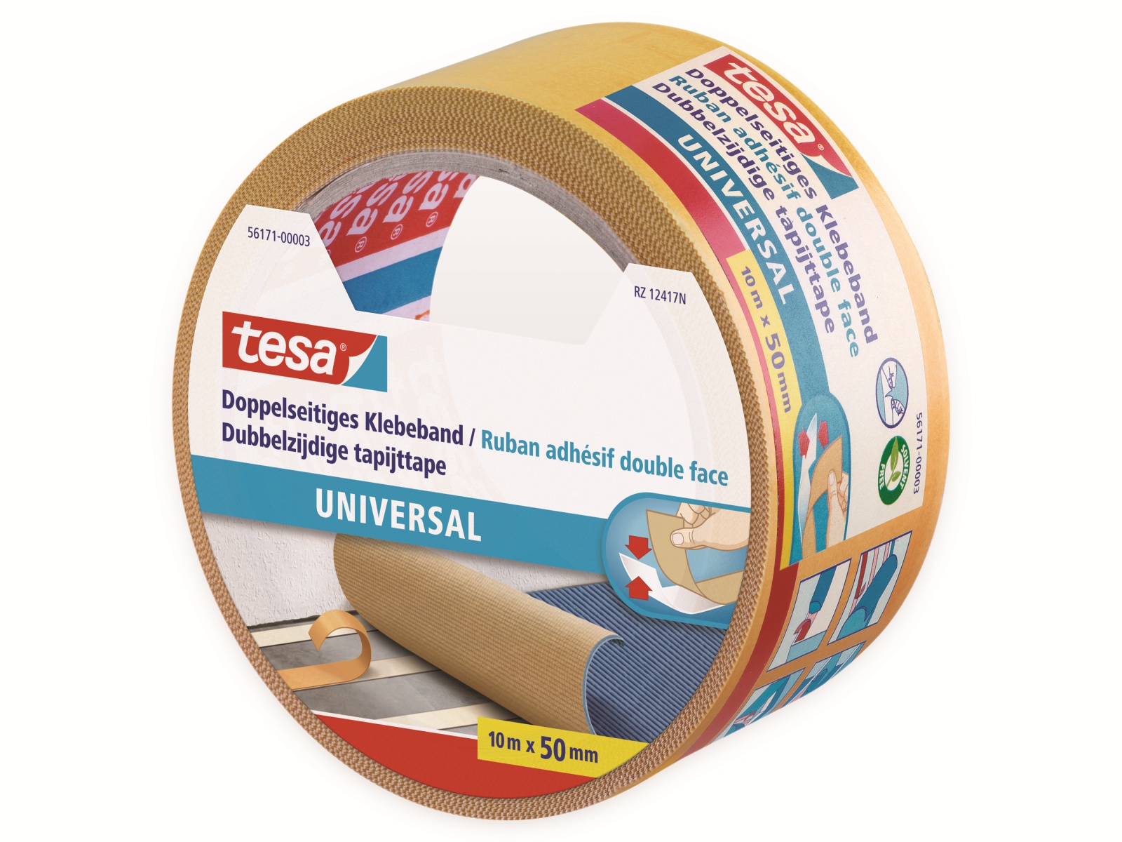 TESA ® Doppelseitiges Klebeband, universal, 10m:50mm, 56171-00003-11