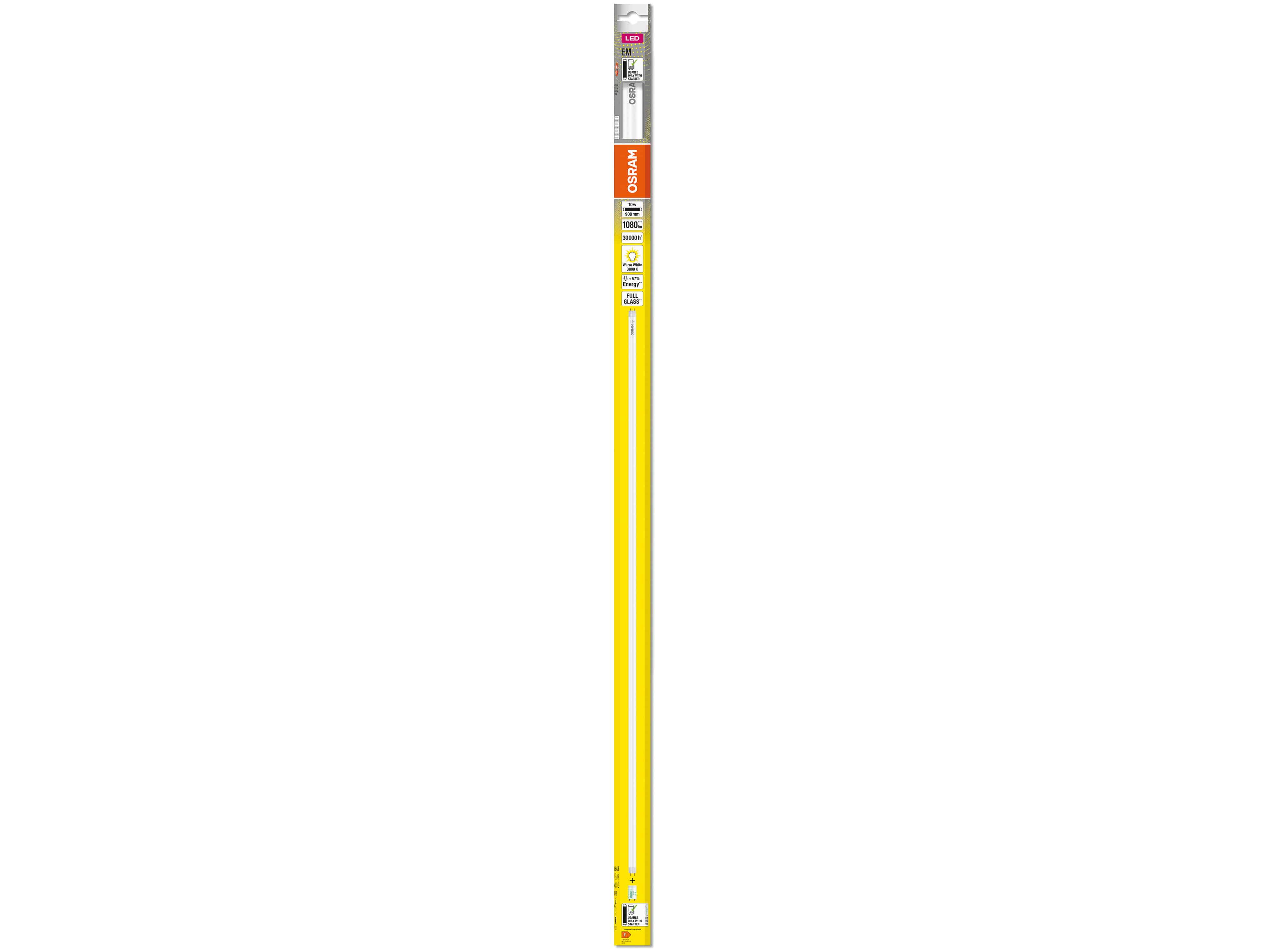 OSRAM LED-Röhre, T8, 900mm, G13, EEK: F, 10W, 1080lm, 3000K