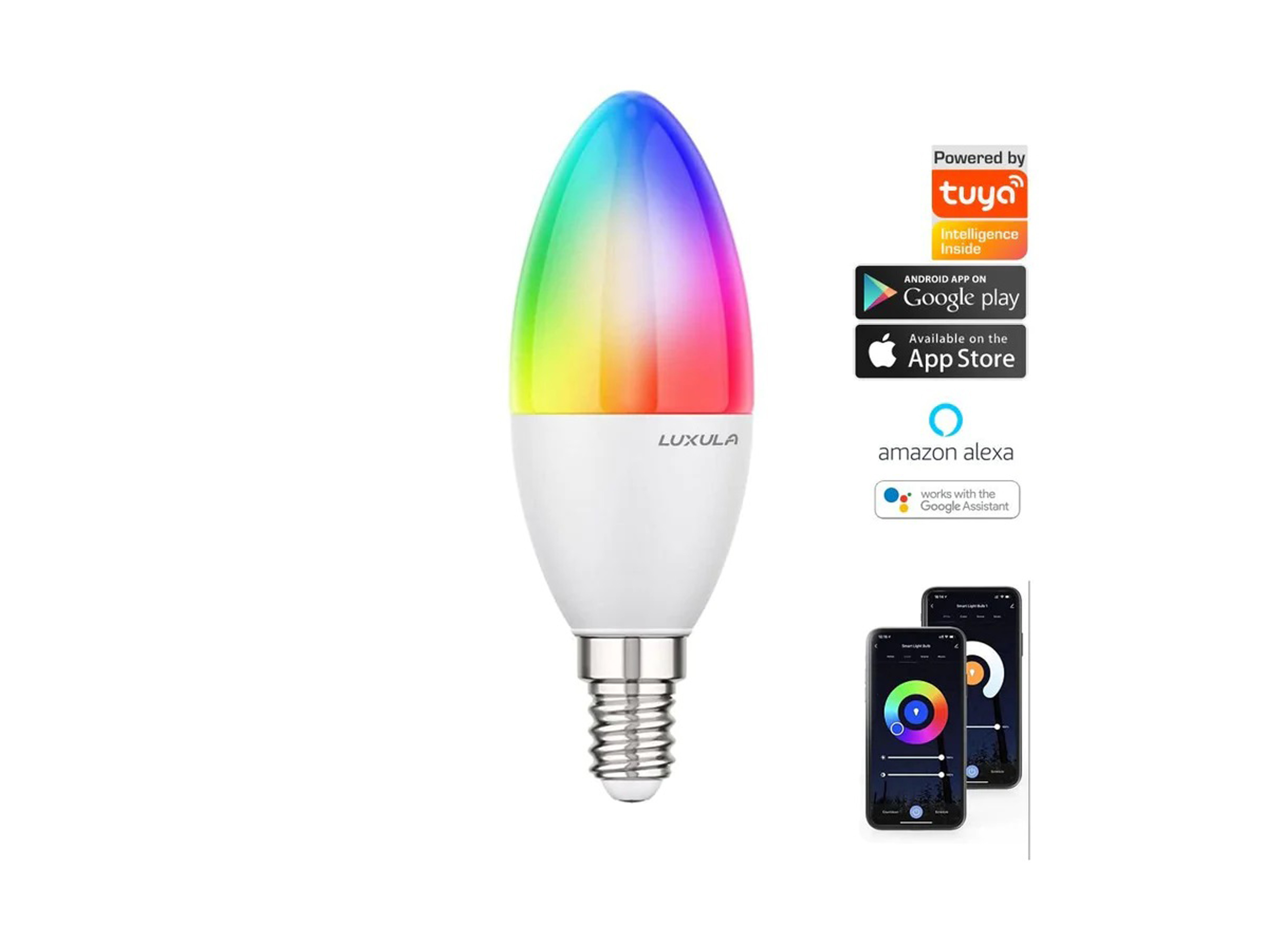 LUXULA LED-Lampe, Kerzenform, SMART, E14, EEK: F, 5W, 464lm, RGBTW