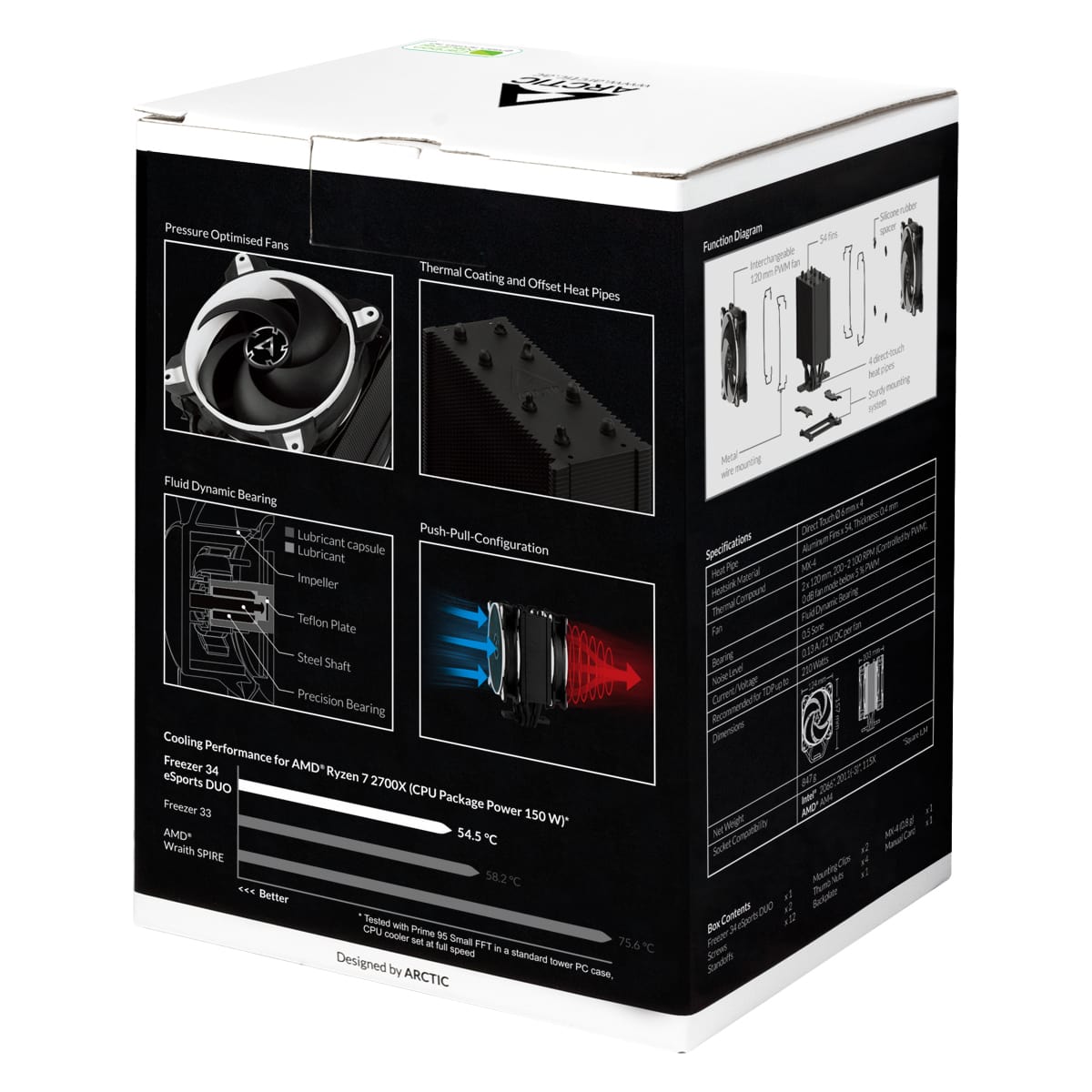 ARCTIC Cooler Multi Socket Freezer 34 eSport DUO, weiß, mit BioniX P-Lüfter