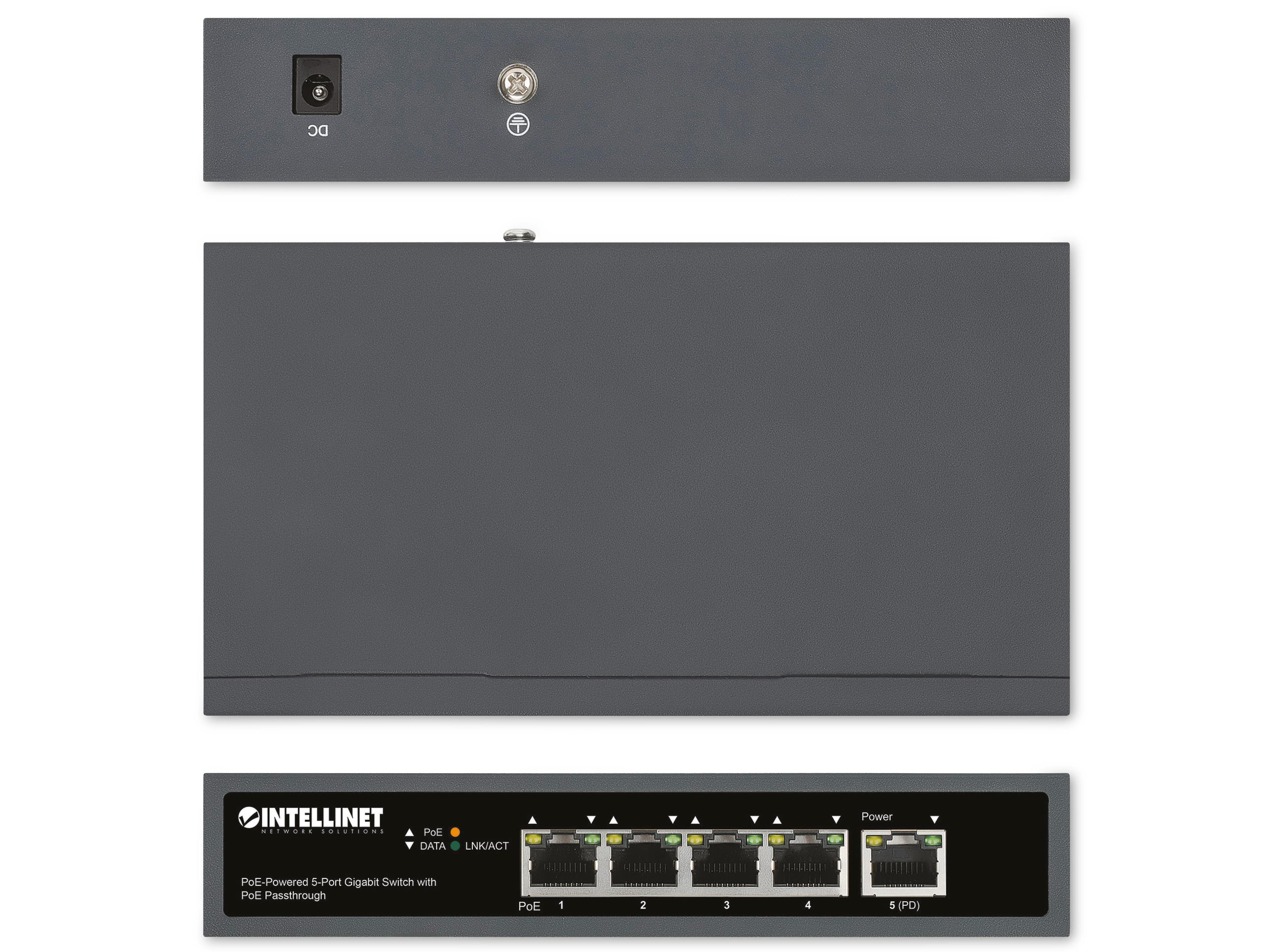 INTELLINET Gigabit Switch 561808 PoE-Powered 5-Port