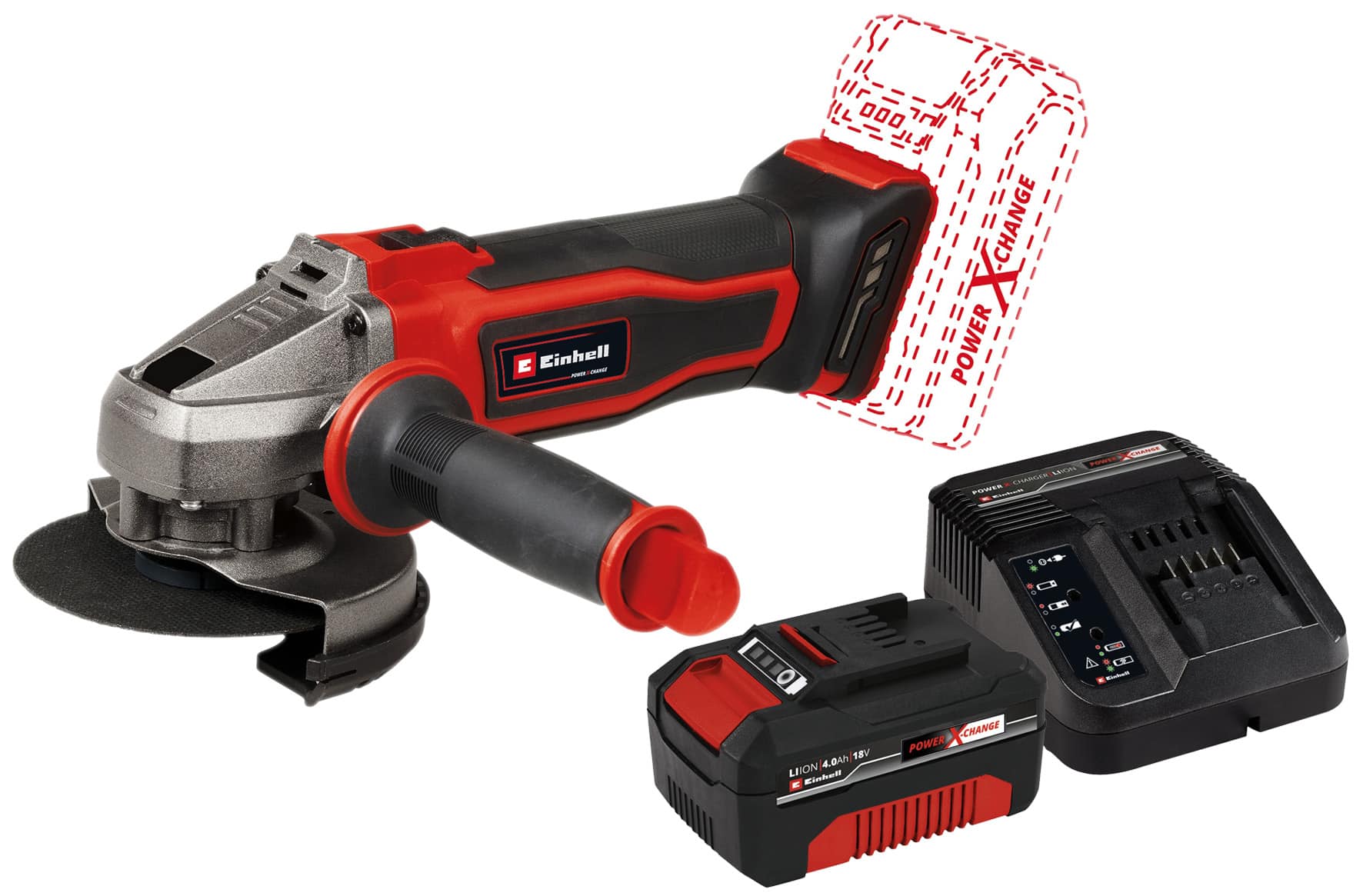 EINHELL Akku-Winkelschleifer TE-AG 18/ 115-2 Li Kit (1x 4,0 Ah)