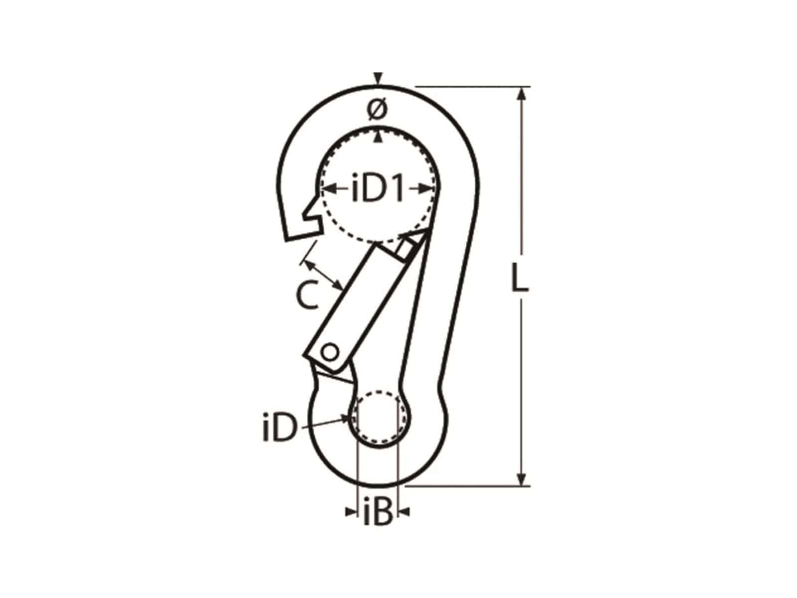 MARINETECH Karabinerhaken, Edelstahl A4, 7x70 mm, 4 Stück