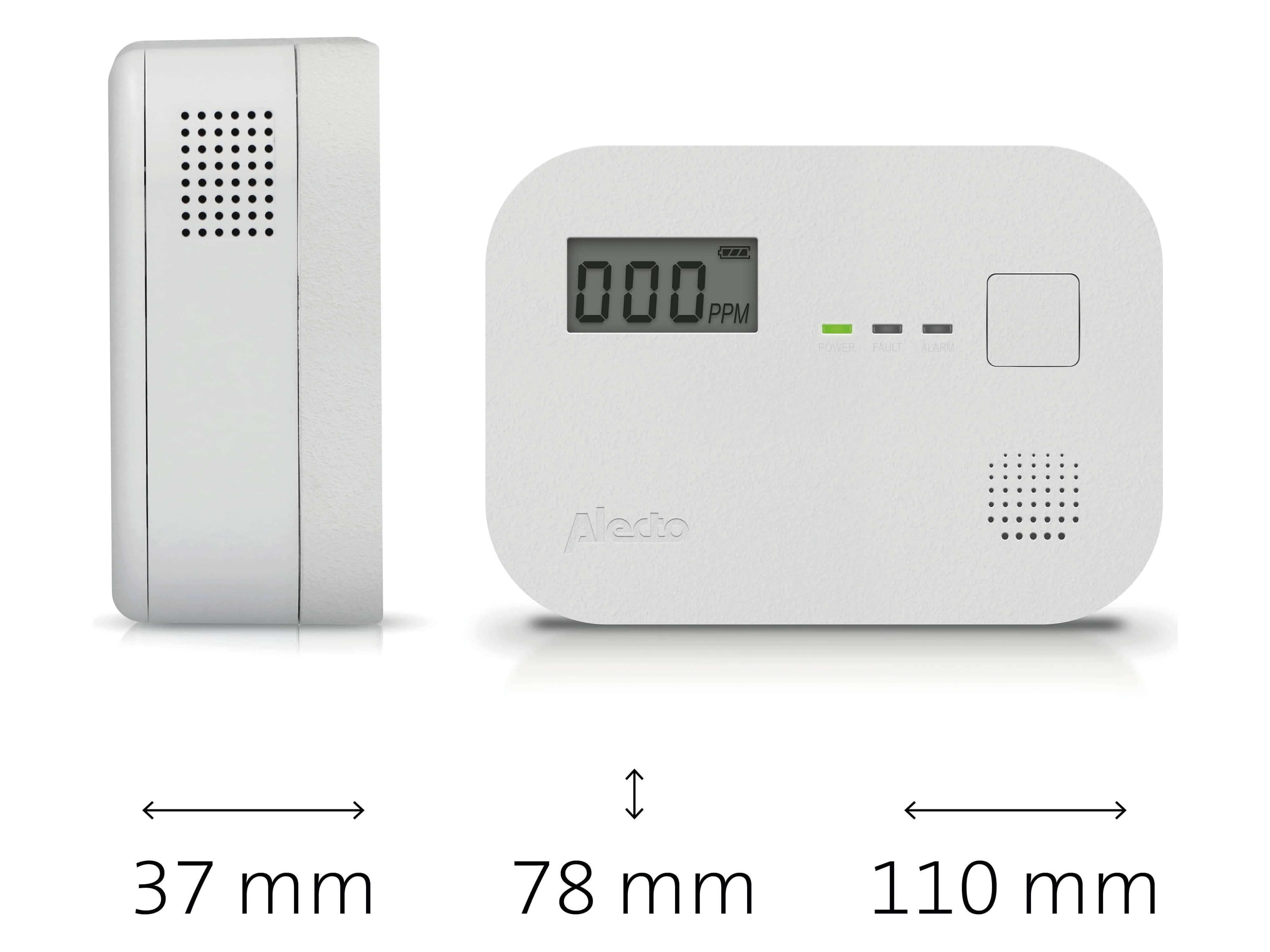 ALECTO Kohlenmonoxid-Melder COA3910, mit LED-Anzeige, weiß