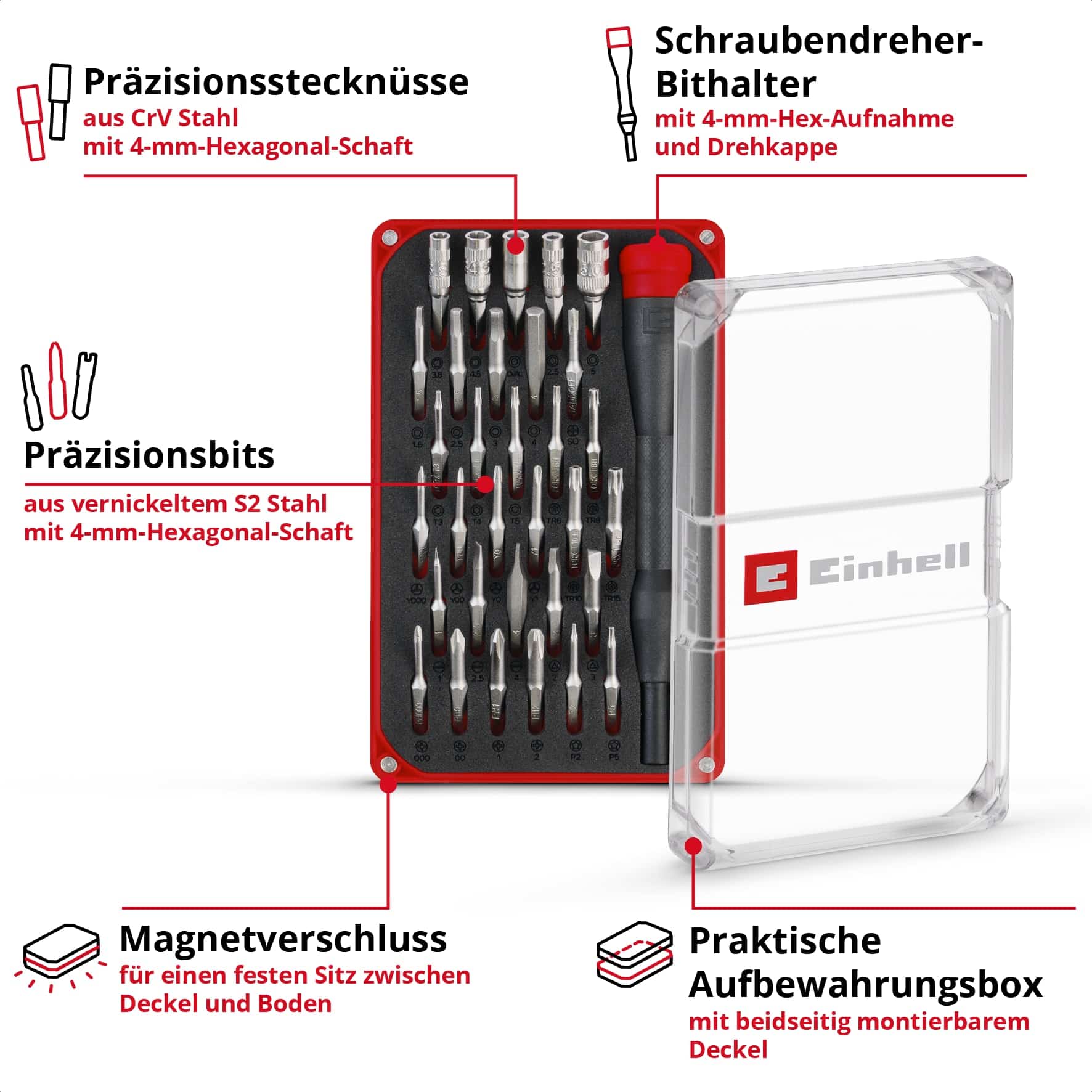 EINHELL Präzisionsbit-Set, 115010, 33-teilig