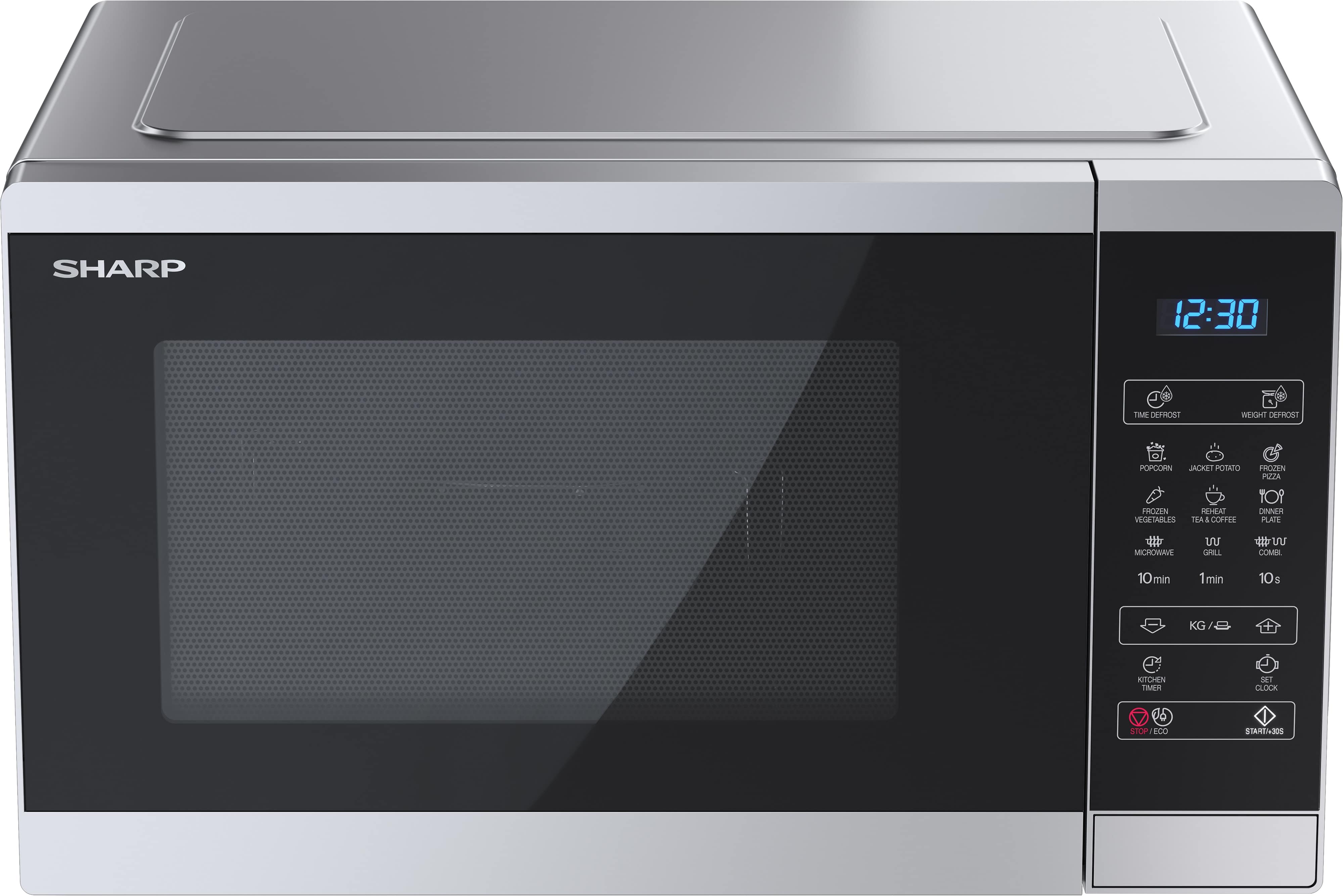 SHARP Mikrowelle YC-MG252AE-S, silber, mit Grill, 25 L, 11-Stufen, 900 W